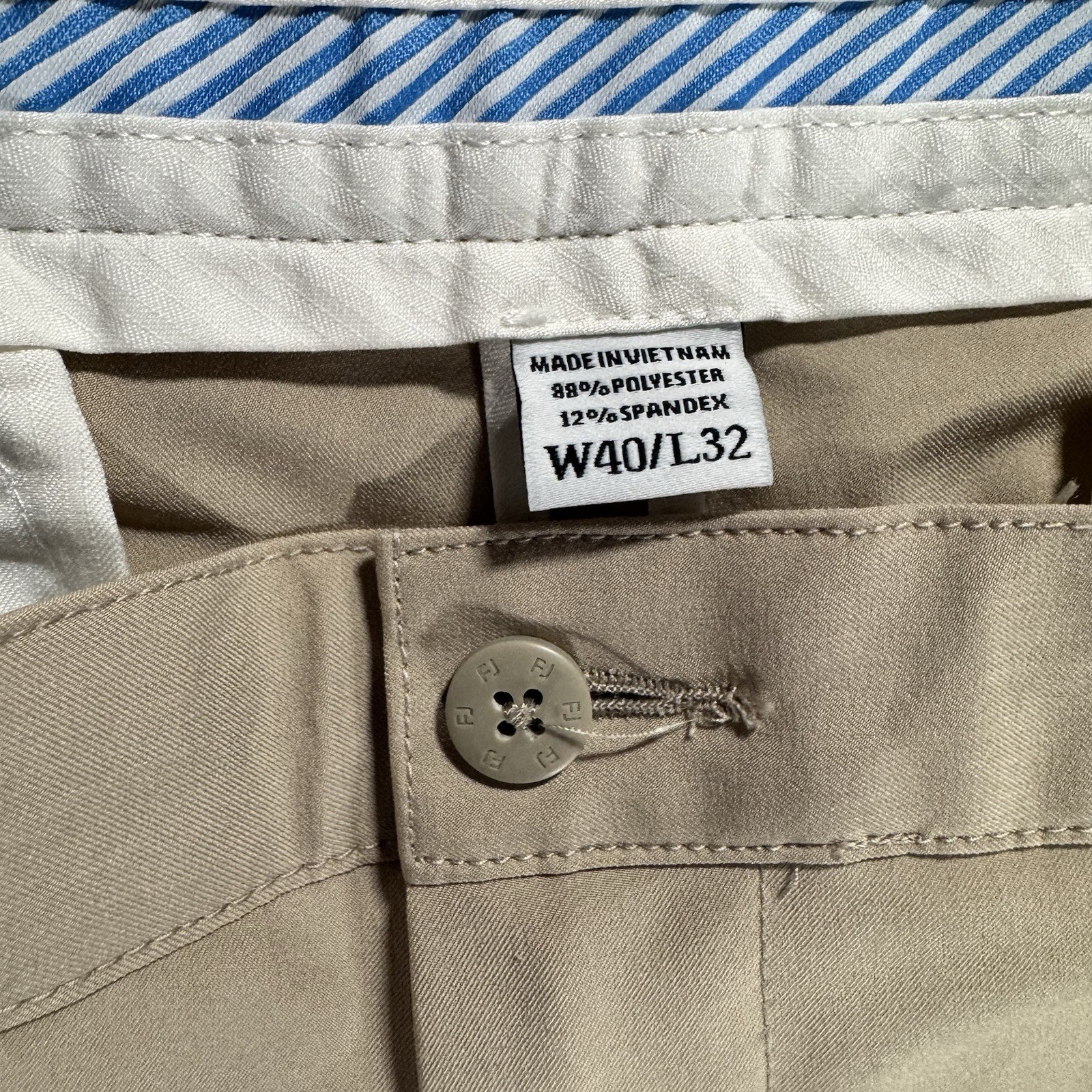Foot Joy Golf Pant Mens 40X32 Tan Khaki Casual Performance Stretch Straight Leg