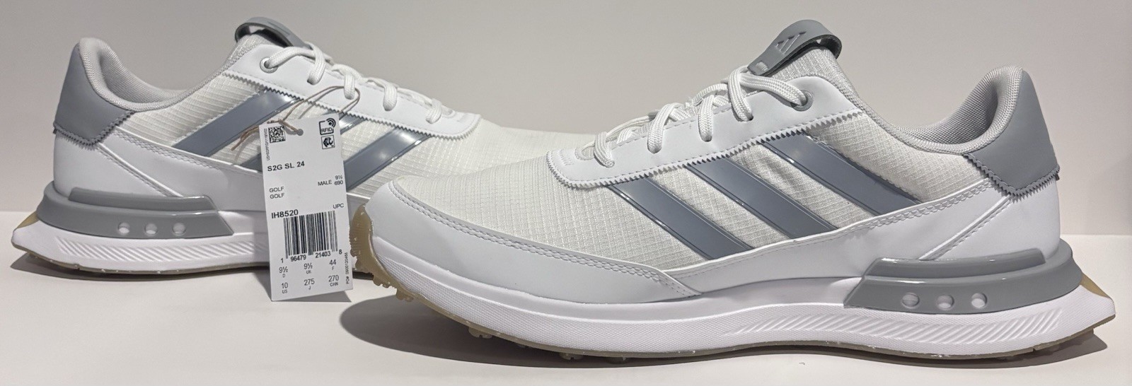 Adidas S2G 24 Spikeless Golf Shoes Cloud White Halo Silver Gum IH8520 Size 10