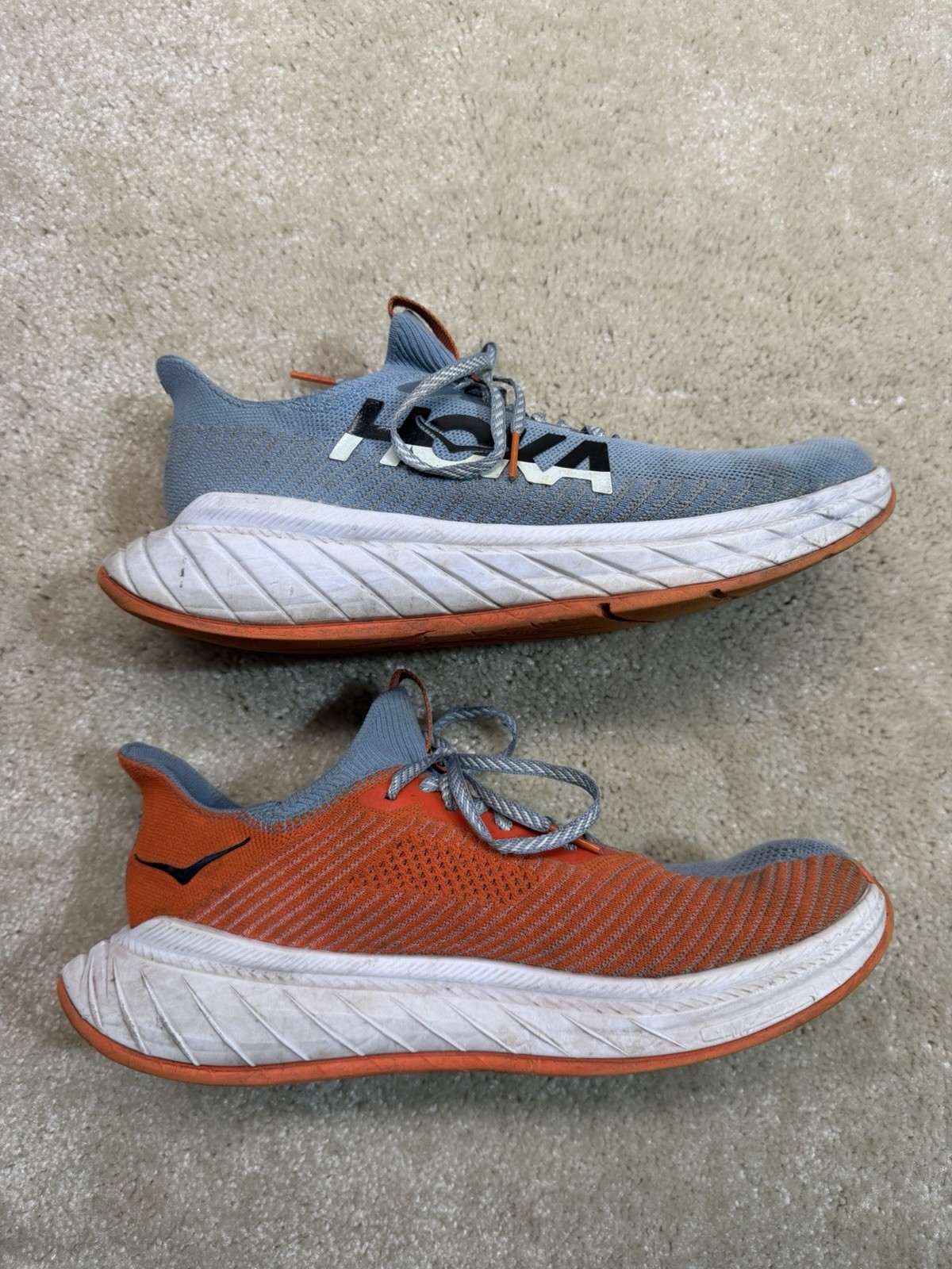 Hoka Carbon X 3 Running Shoes Mens 11.5 Orange Gray Activewear Outdoor