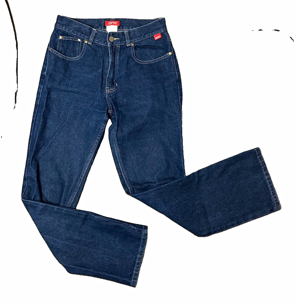 Esprit Women’s Blue Dark Wash Straight Jeans Mid Rise Boot Cut 5-Pocket Size 5