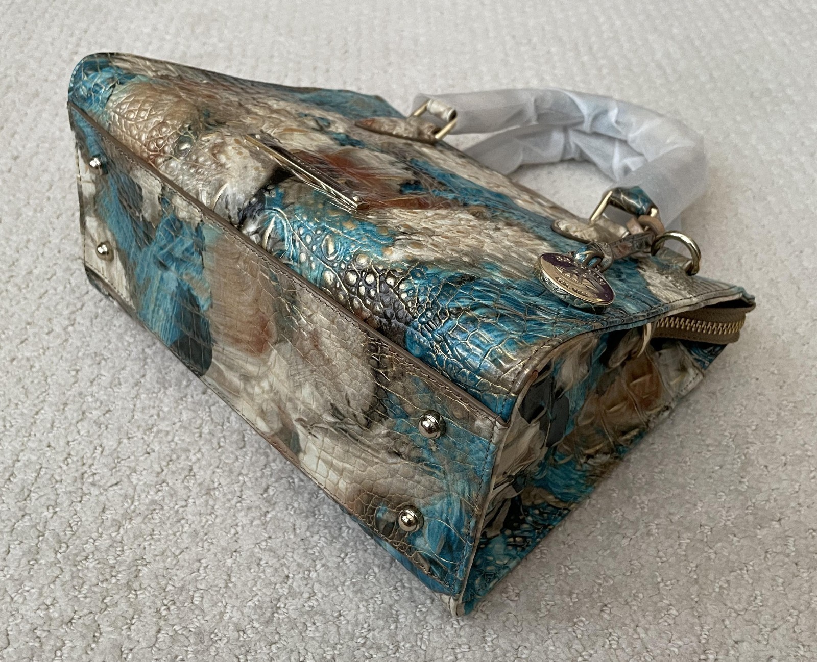 BRAHMIN Melbourne Anywhere Convertible Satchel Bag BIRD Of PARADISE Teal NWT NIP
