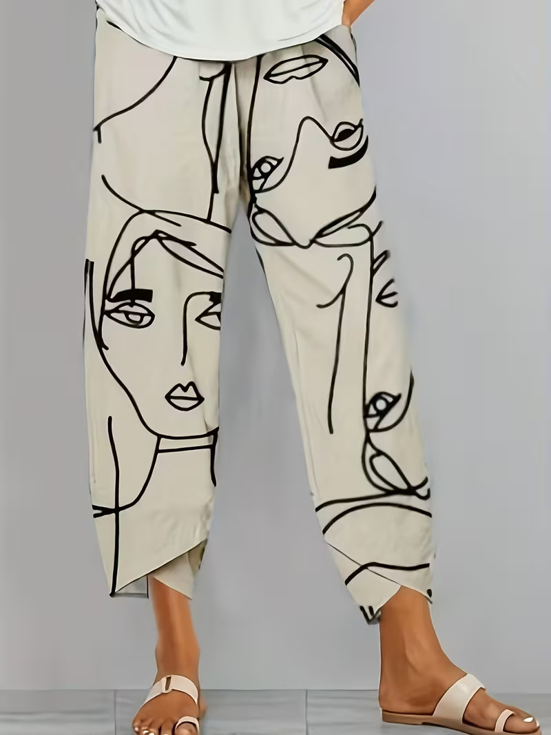 Ankle Pants Abstract (Picaso style drawing) UK 12/14 Large