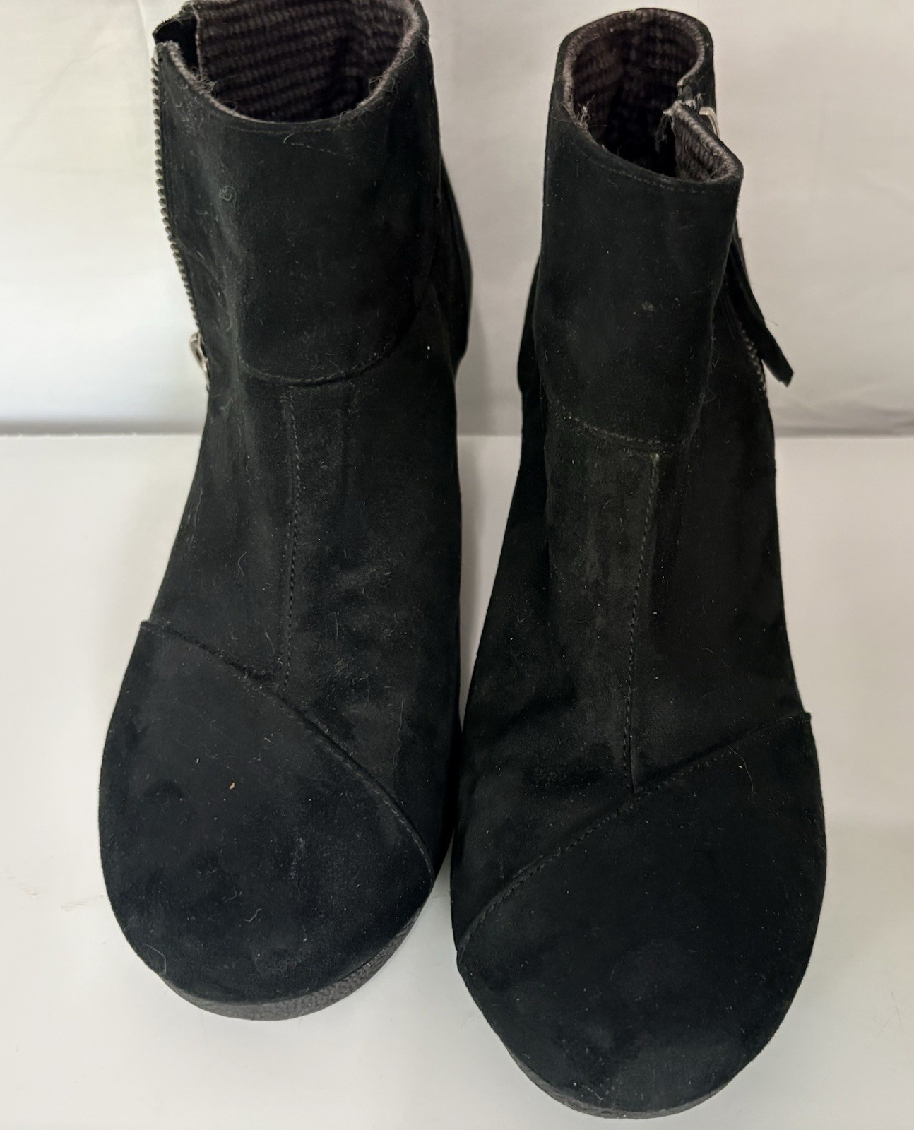 Attention Emmy Black Suede Booties Wedges Shoes Womens Size 8 US 6.5 uk 40 eu