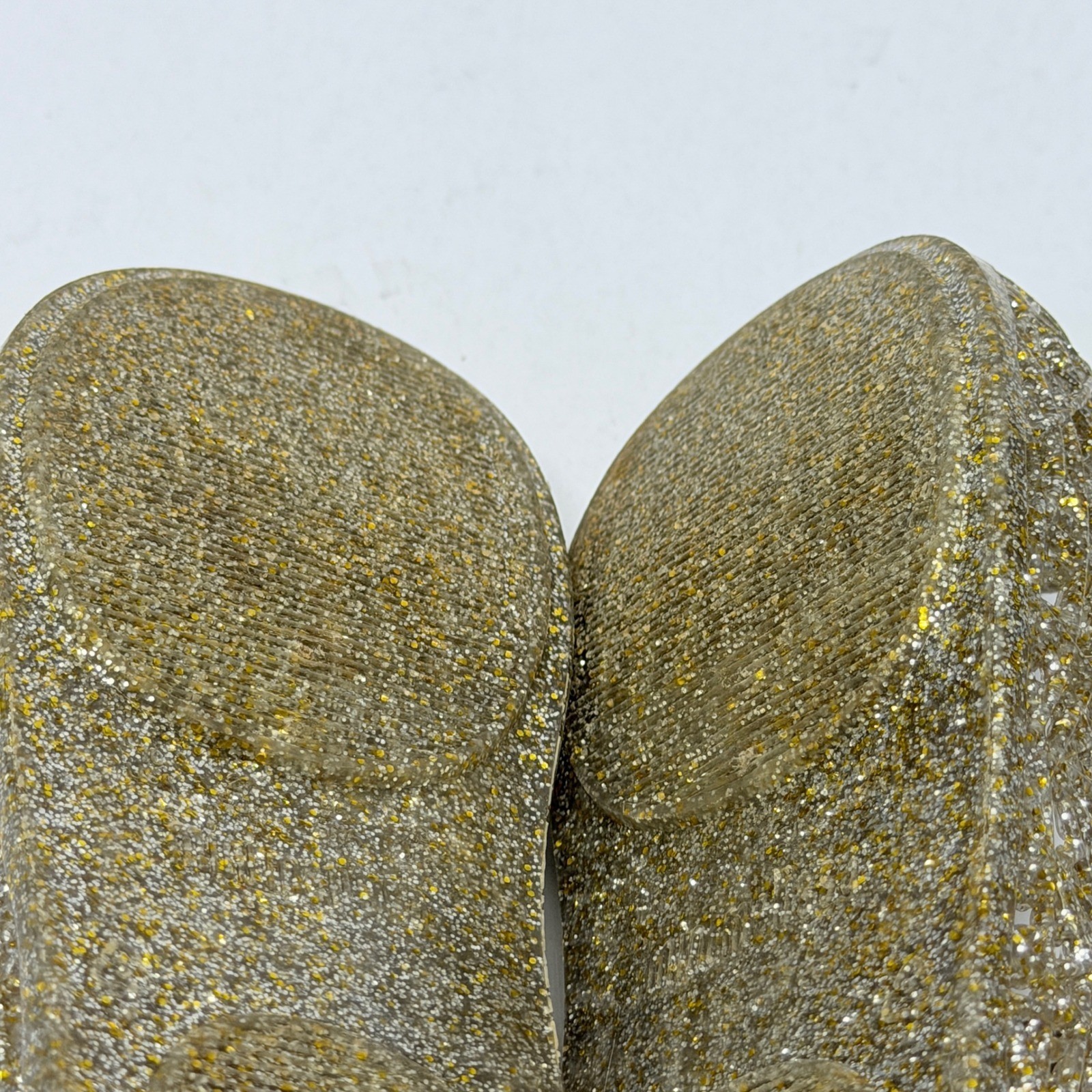 Mini Melissa x Campana Zig Zag Gold Glitter Jelly Mary Jane Flats Toddler Size 5