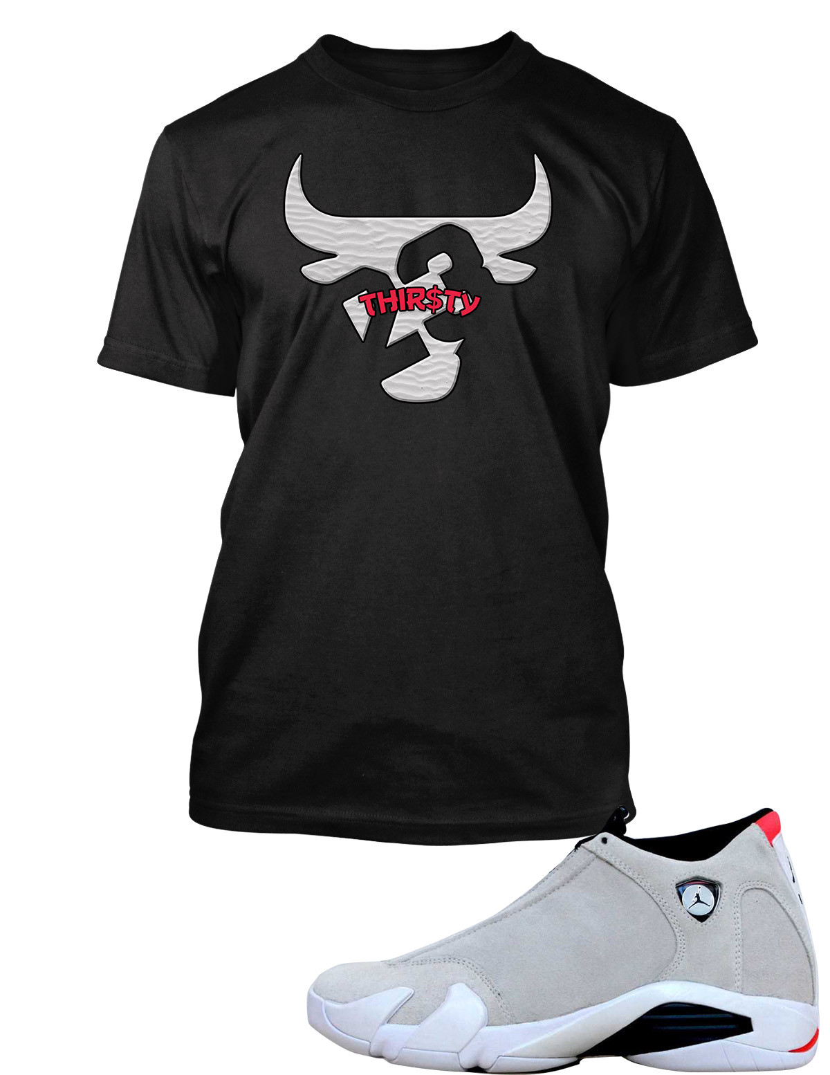 Men Bull Tee Shirt to Complement Jordan 14 Desert Sand Graphic Sneaker Big Tall