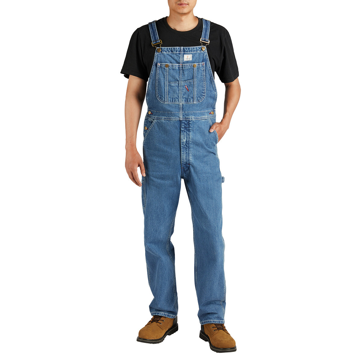 HISEA Mens Heavy Duty Denim Bib Overalls Relaxed Fit Workwear Dungarees Jumpsuit