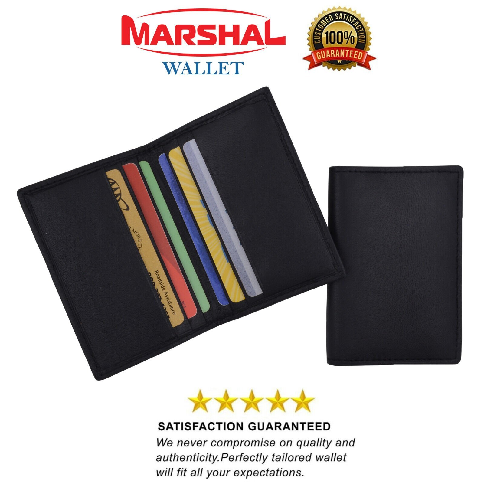 Mini Bifold Black Mens Wallet Genuine Leather Slim Thin Credit Card Holder New