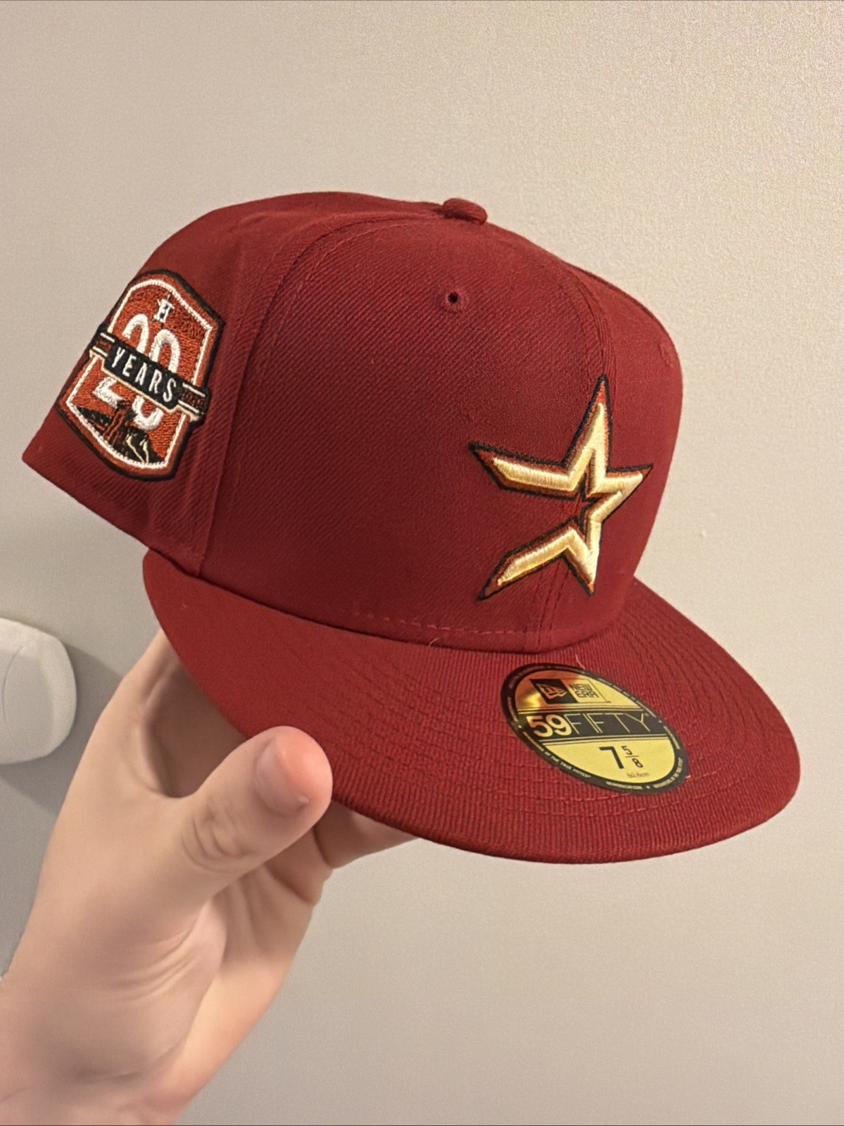 New Era Houston Astros 20 Years Brick Red Green UV 59Fifty Fitted Hat 7 5/8