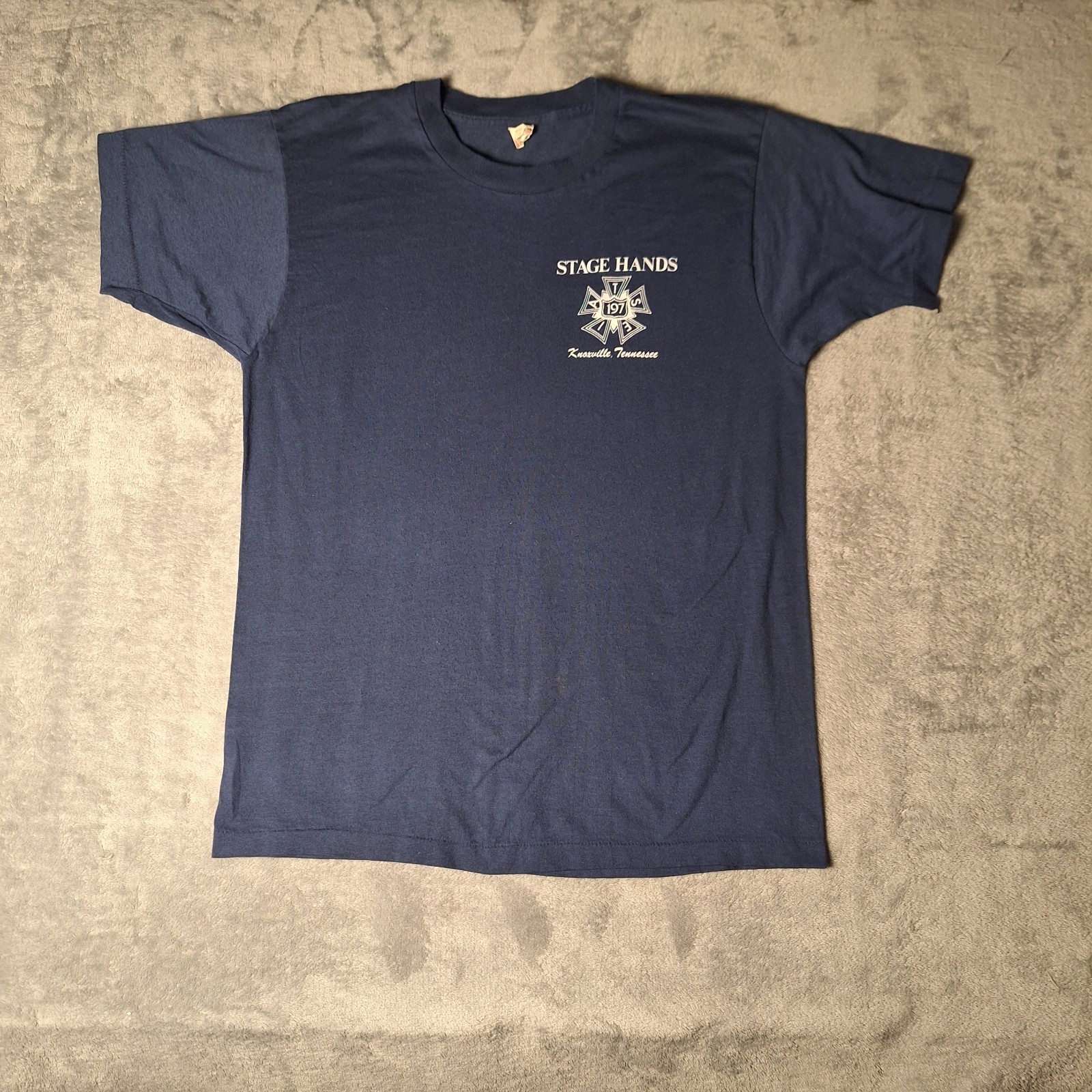 80s IATSE Stage Hands Local 197 Knoxville TN T-Shirt Navy Large Single Stitch
