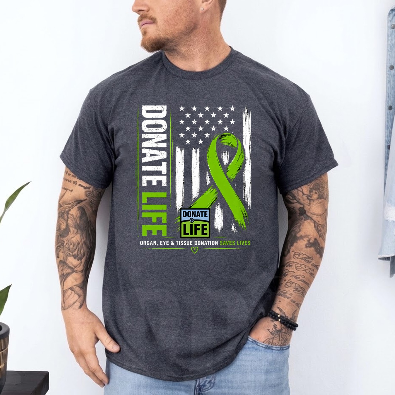 Donate Life Shirt Organ Donation Awareness Shirt Green Ribbon Graphic Tee