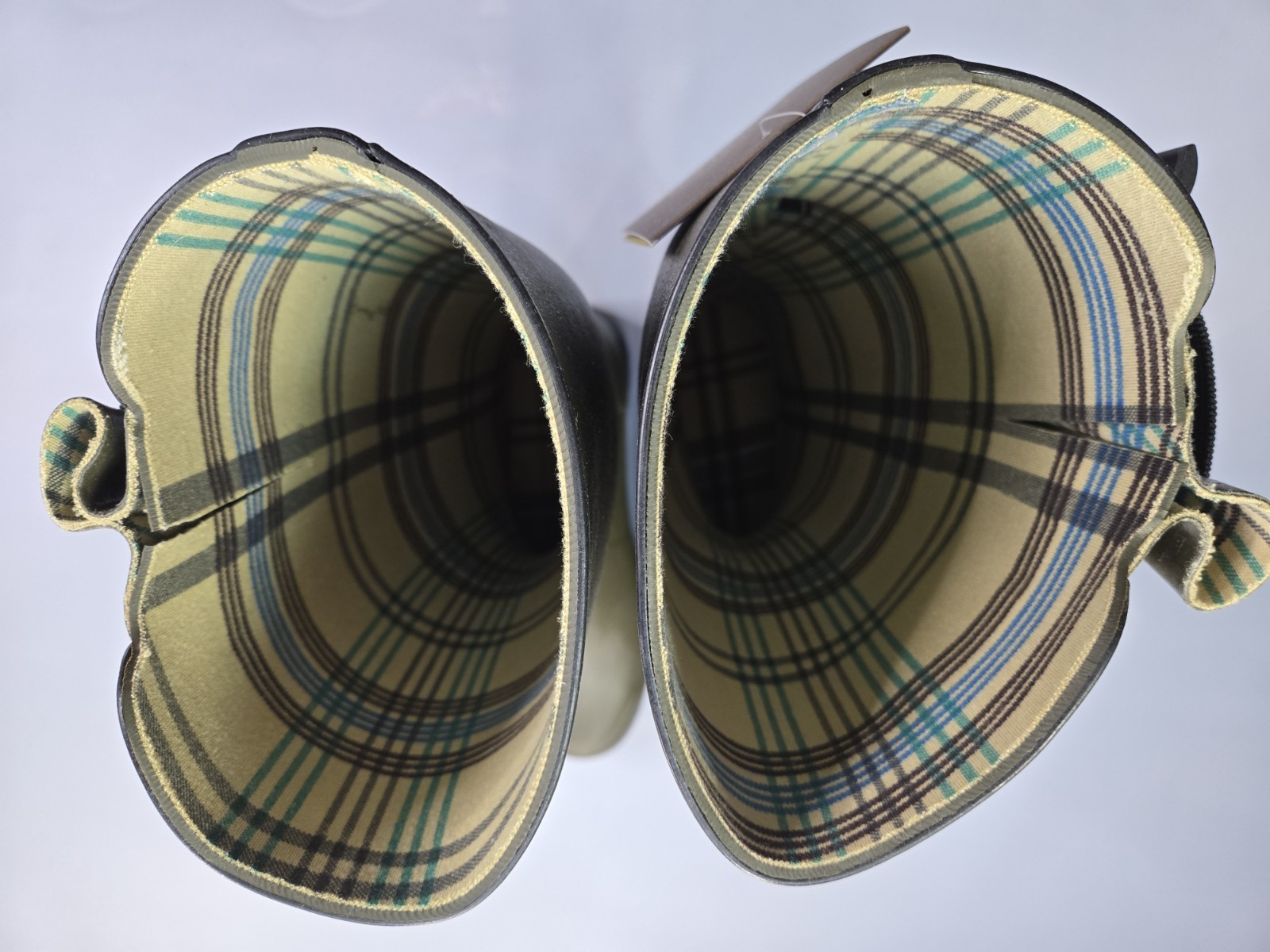 LE CHAMEAU VIERZON TARTAN JERSEY LINED MEN’S DARK GREEN WELLINGTON BOOTS