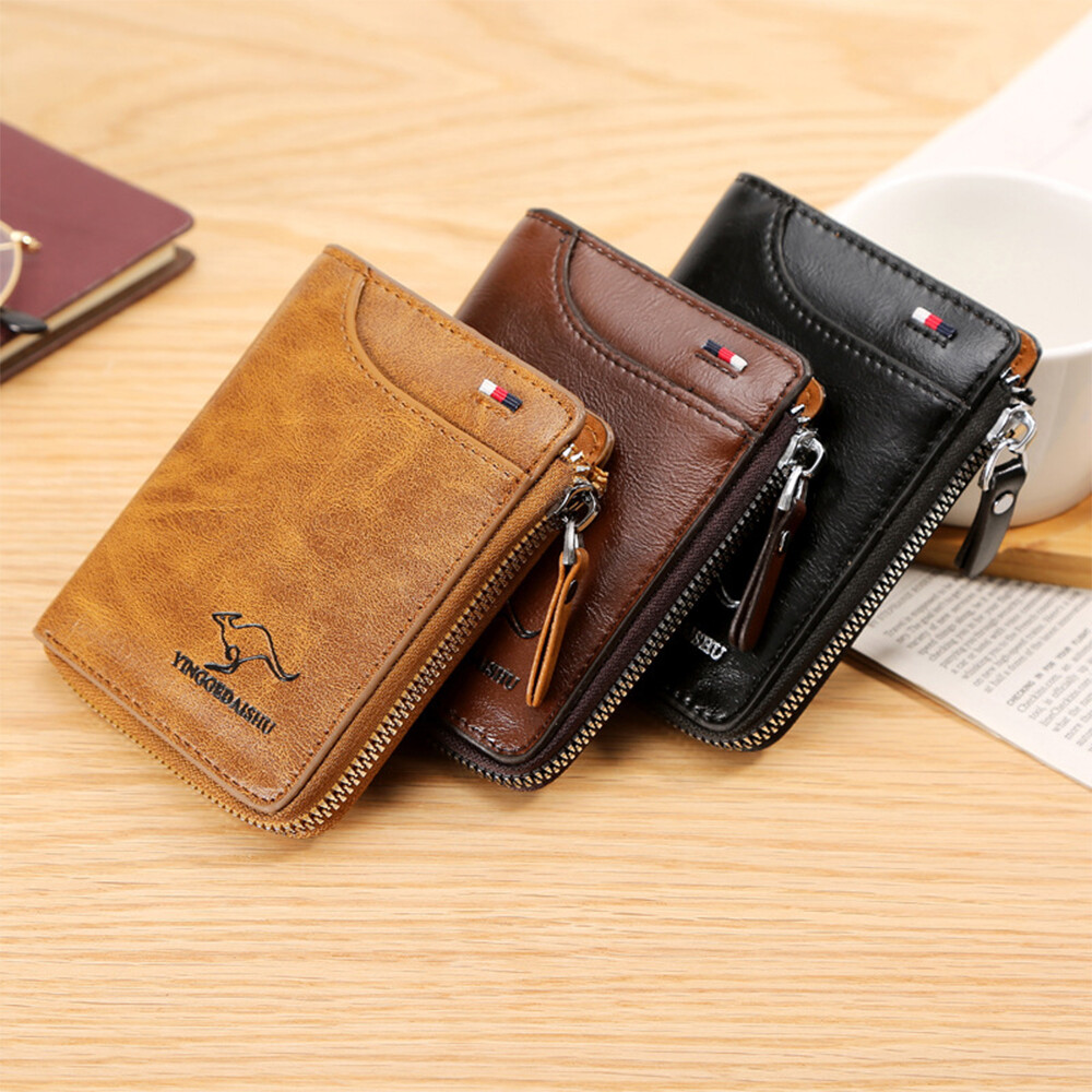 Waterproof Mens RFID Blocking Leather Wallet Credit Card ID Holder Zipper Purse