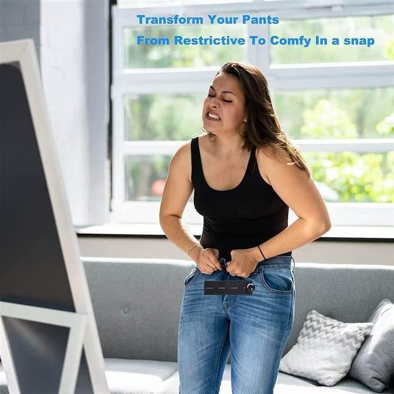 Black Pant Waist Expander Set 2–Adjustable Elastic Maternity Belt Clip