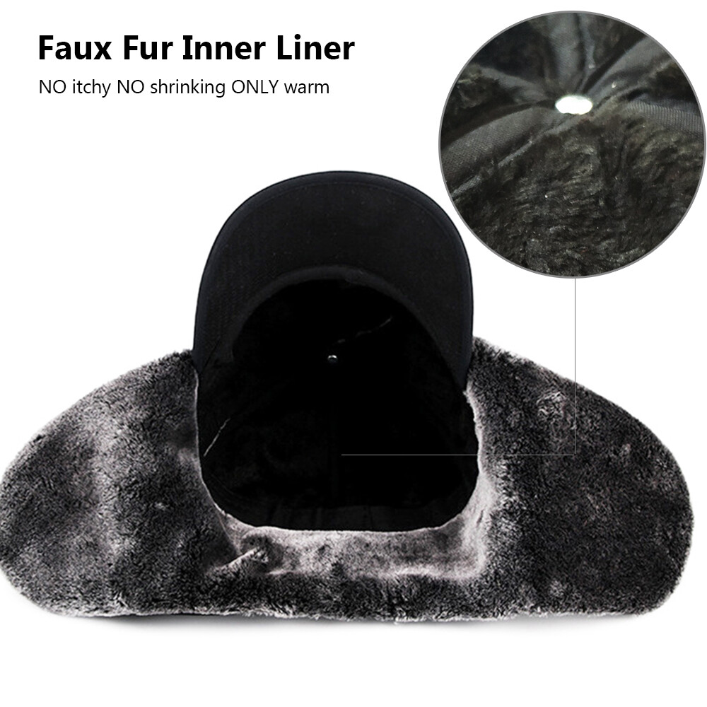 Men Winter Trapper Hat Fur Ear Flap Warm Aviator Cap Face Mask Windproof Thermal