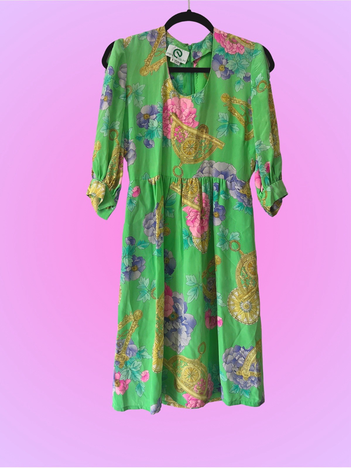 Jeane Eddy Ltd 1970s–80s Mid-Length Groovy Boho Dress w/ Slit Sleeves – Size 6