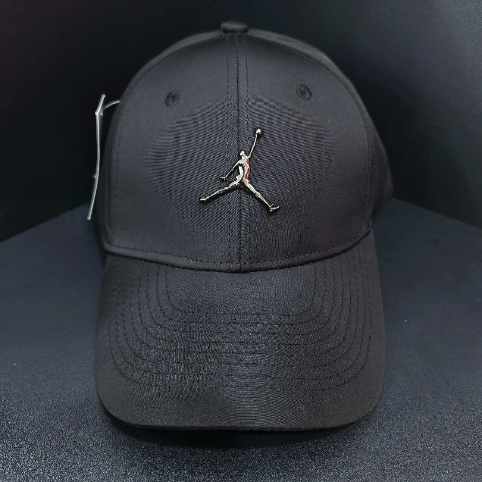 Jordan Black Adjustable Baseball Cap Metallic Black Logo