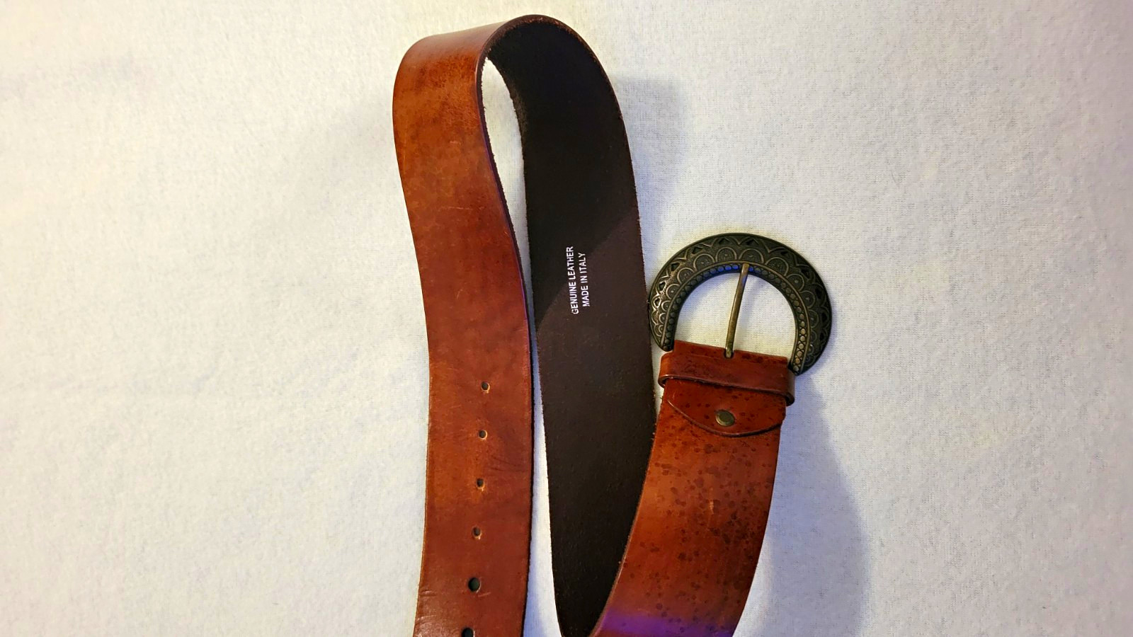 Brown Solid Belt XL 1.5 in Width Adjustable Round Buckle