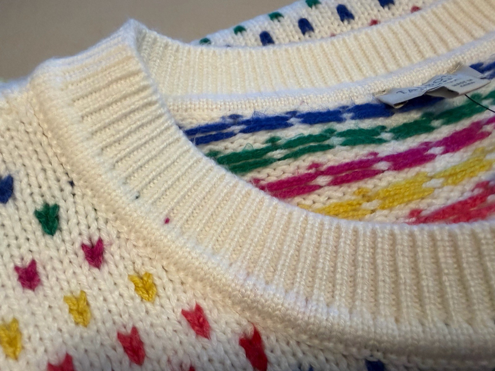 NEW! Women’s Talbots Pullover Crew Neck Mid Weight Sweater – Ivory/Multi Size 3X