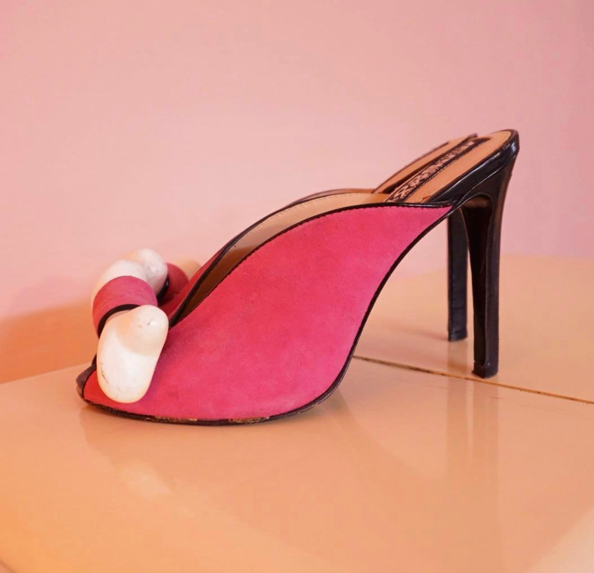 Adidas JEREMY SCOTT Bones Pink High Heels Pumps Women’s Size UK4 From Japan