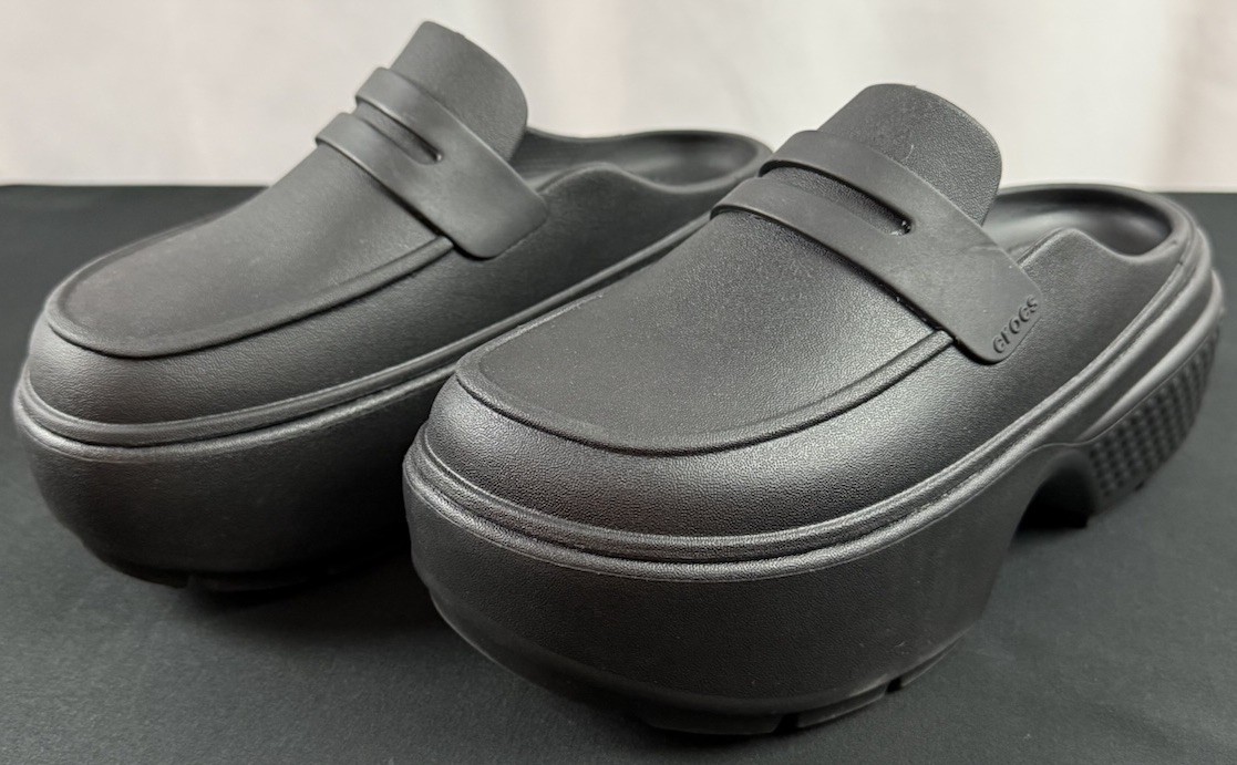 Crocs Stomp Platform Loafer Shoes W7/M5 Black Slip-On Goth Mule Classic Witchy