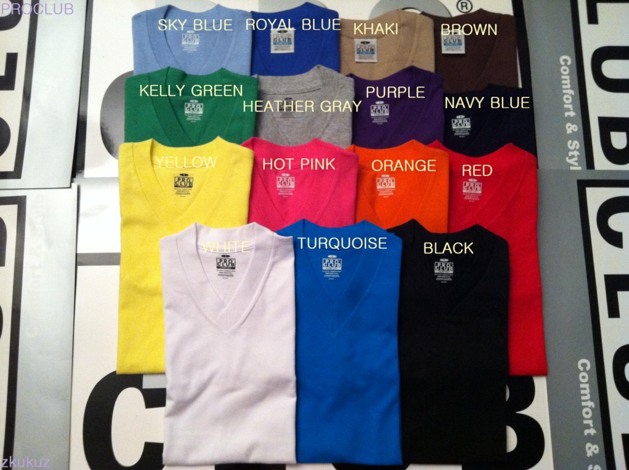 1 NEW PROCLUB V-NECK T-SHIRT COMFORT BLANK PLAIN COLOR TEE PRO CLUB S-3XL 1PC