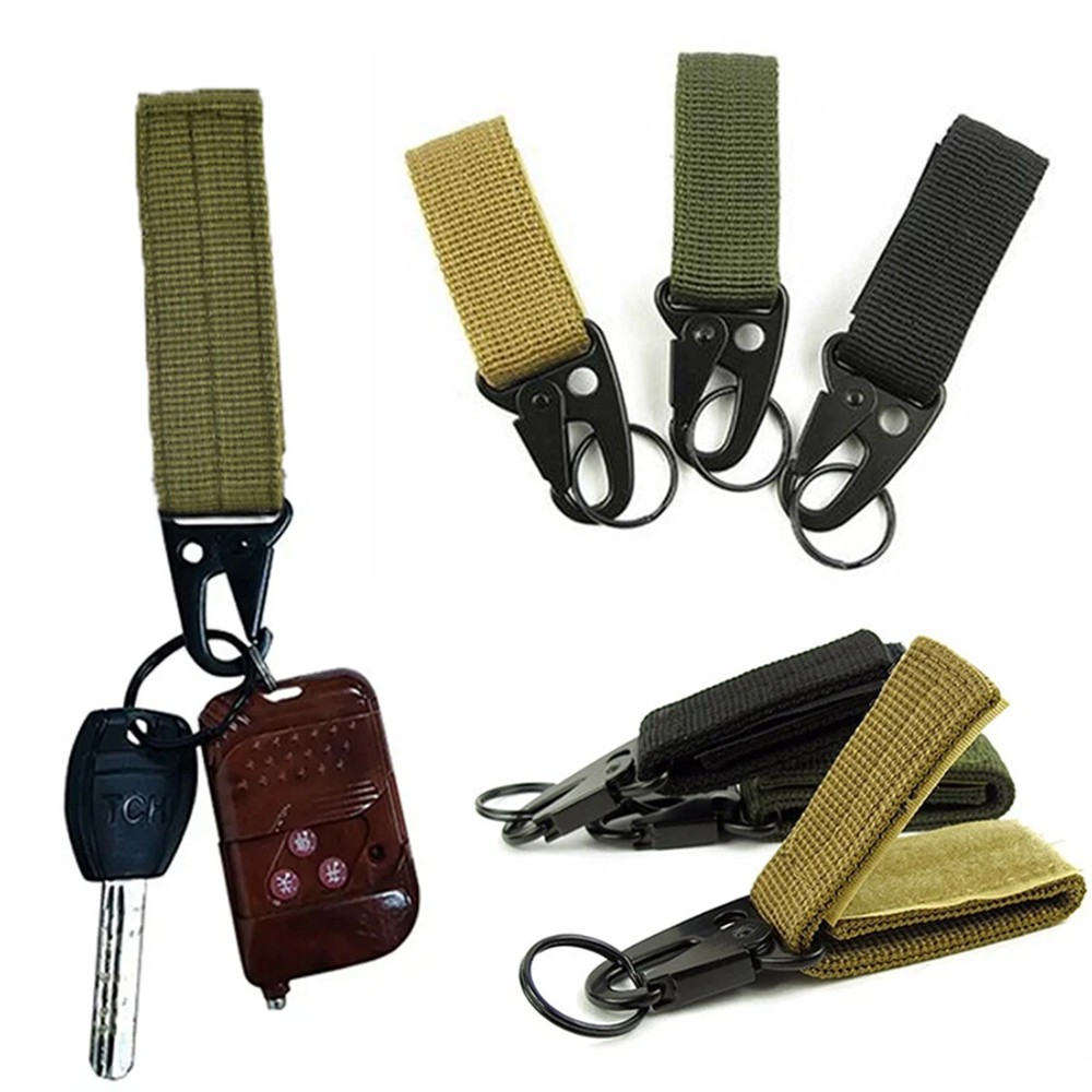 3 PCS Outdoor Webbing Buckle Hook Tactical Molle Key Ring Belt Holder Nylon Clip