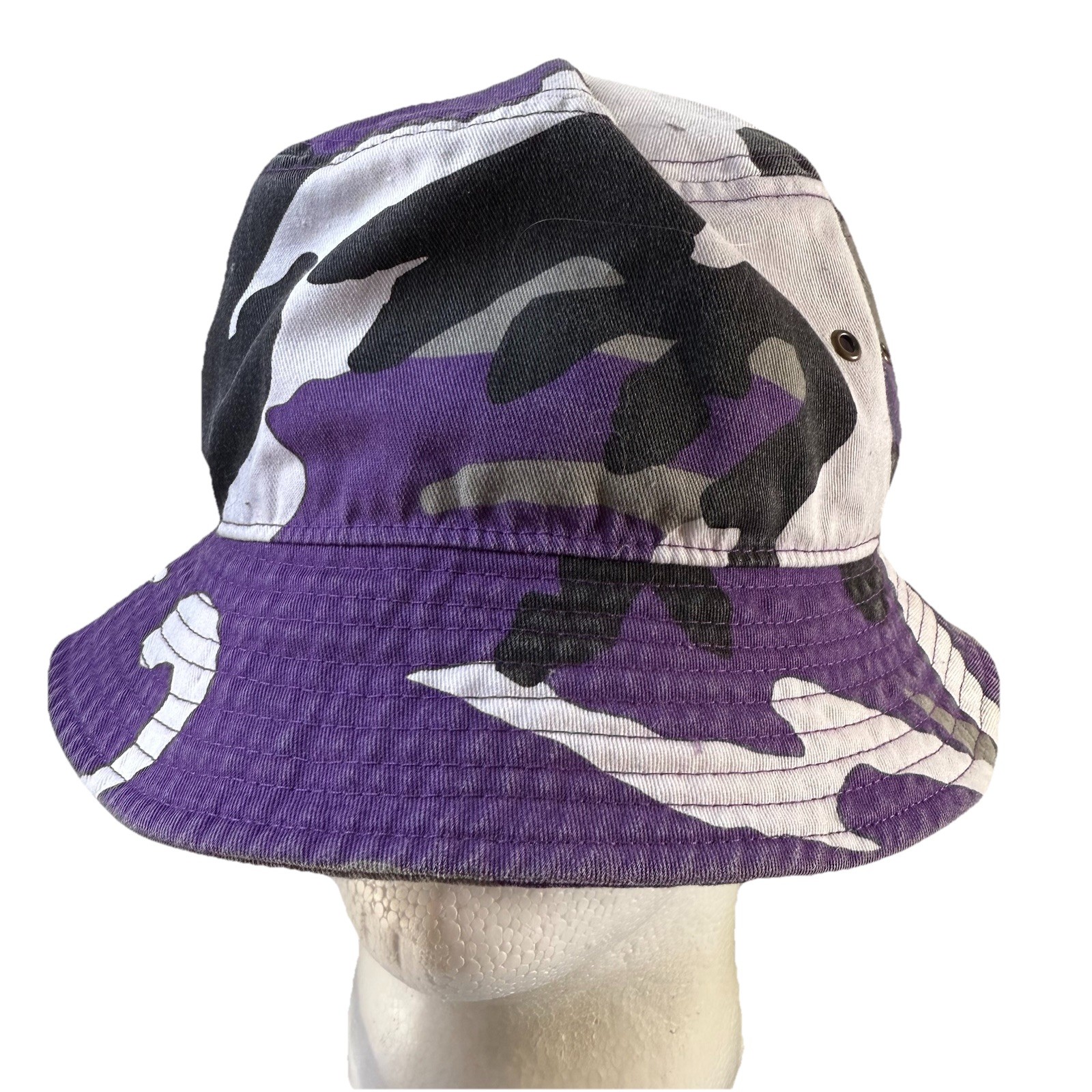 Newhattan Bucket Hat Camo Purple Black White Gray Unisex L/XL Cotton/Polyester