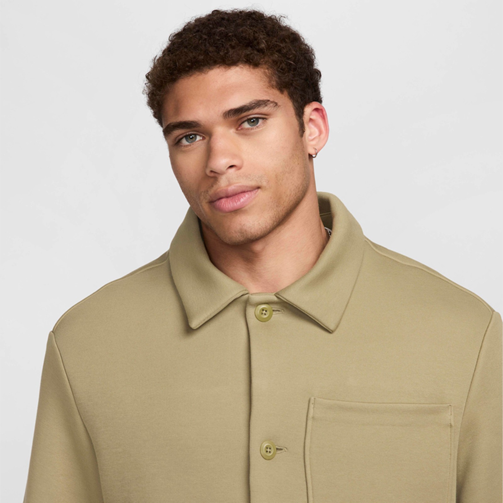 Nike Tech Fleece Shacket Jacket Neutral Olive FZ7566-276 Men’s Size Large-TALL