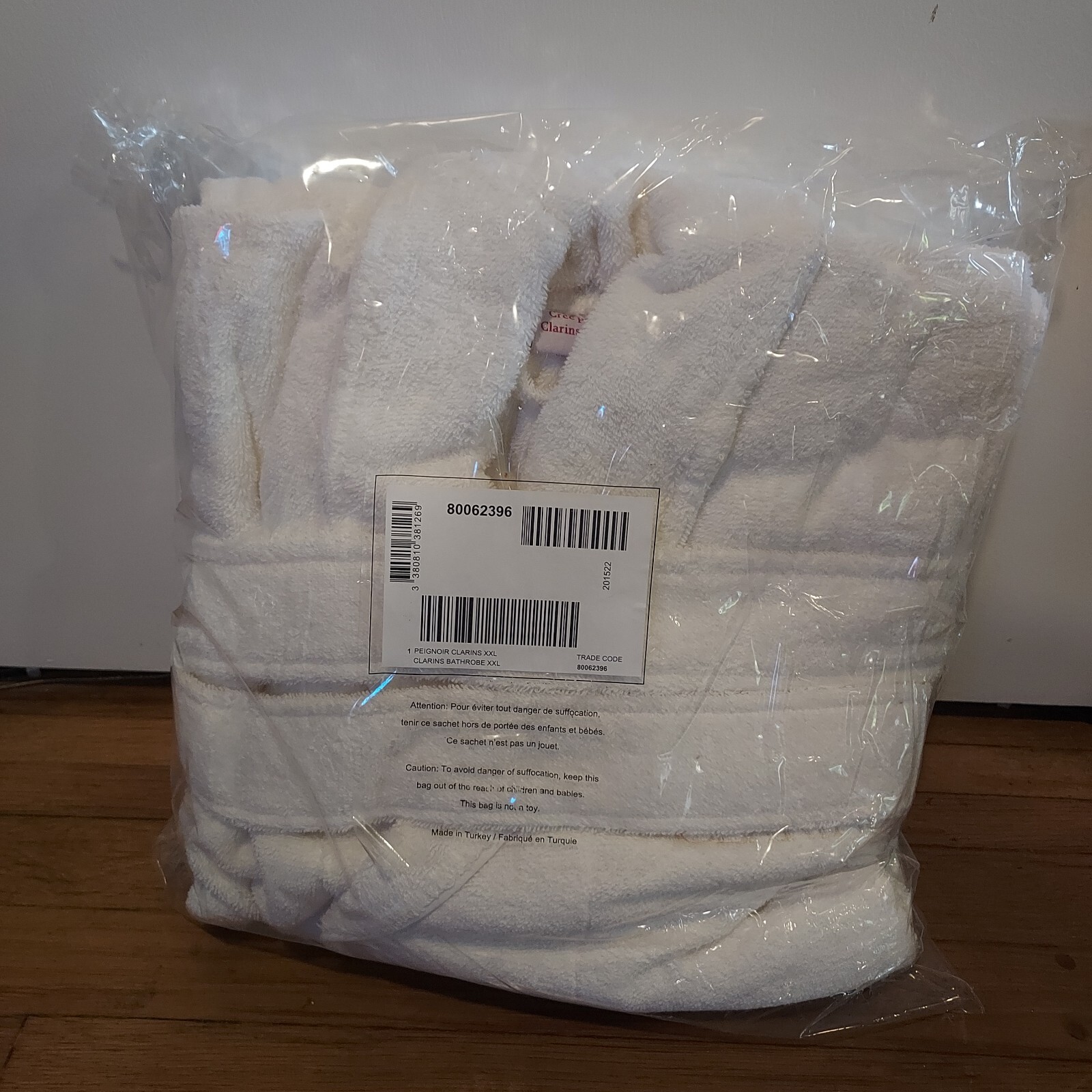 Clarins Paris White Bath Robe 100% Cotton Unisex NEW READ DESCRIPTION