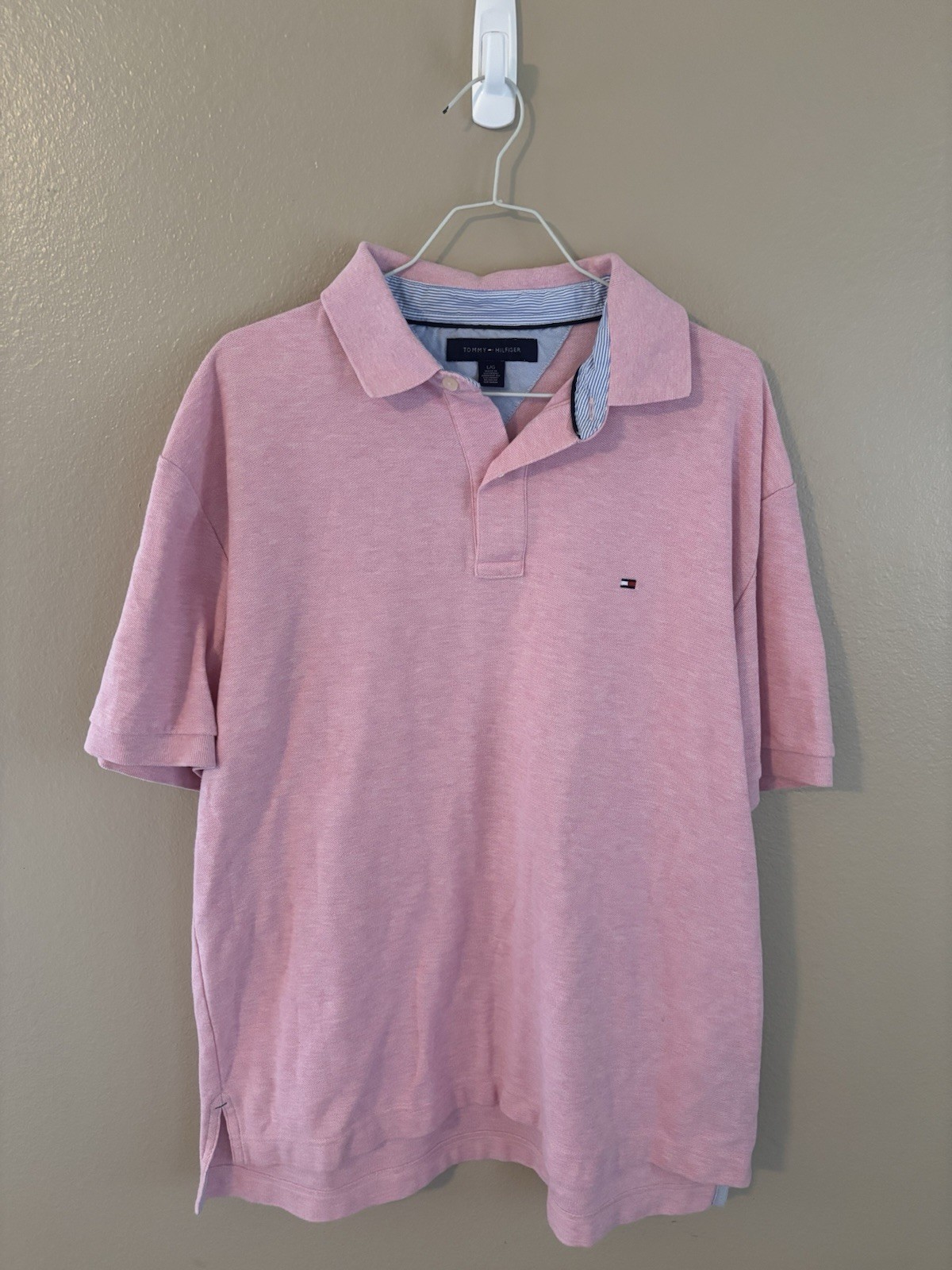 Light pink Mens Tommy Hilfiger Polo Sz L Short Sleeve