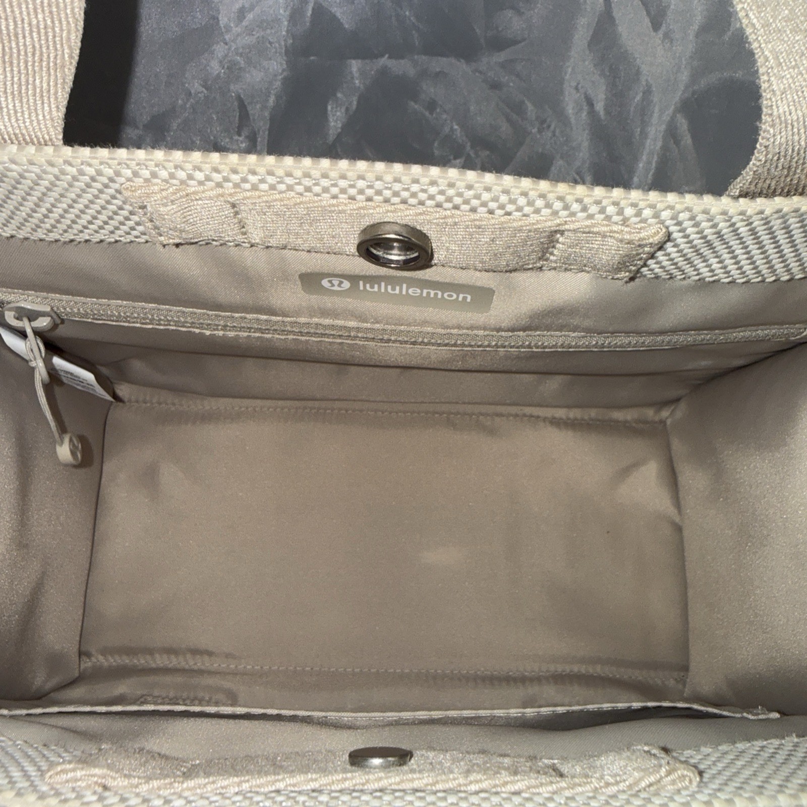 Lululemon Two-Tone Mini Canvas Tote Bag Mojave Tan Light Ivory In Great Shape