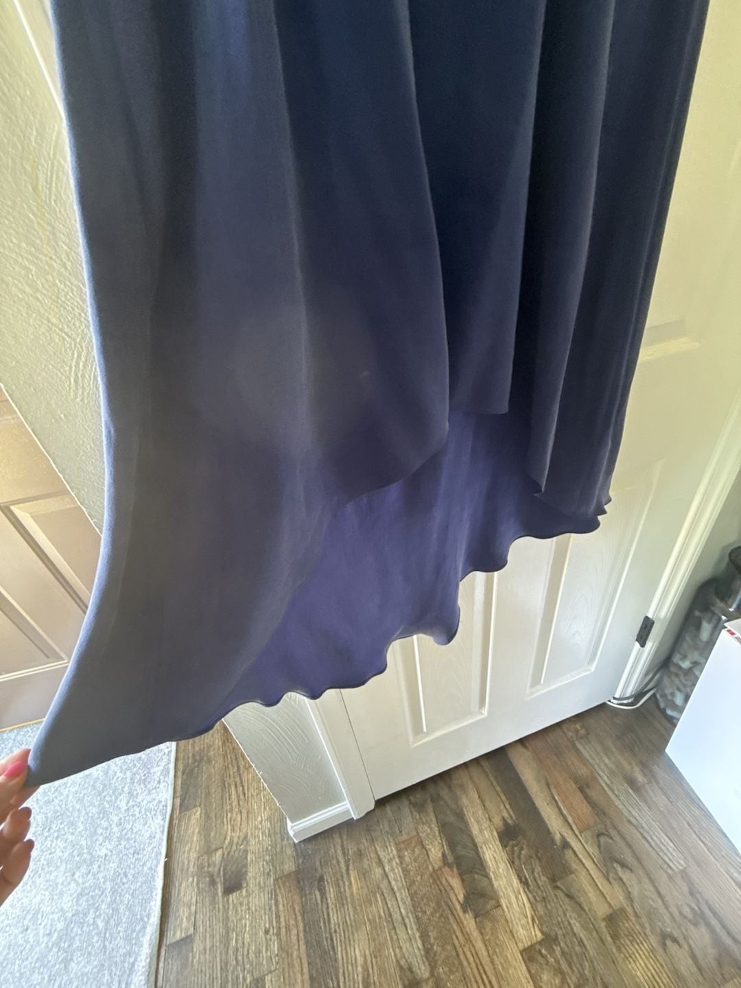 Robert Rodriguez Sleeveless Asymmetrical High-Low Silk Dress in Navy Blue