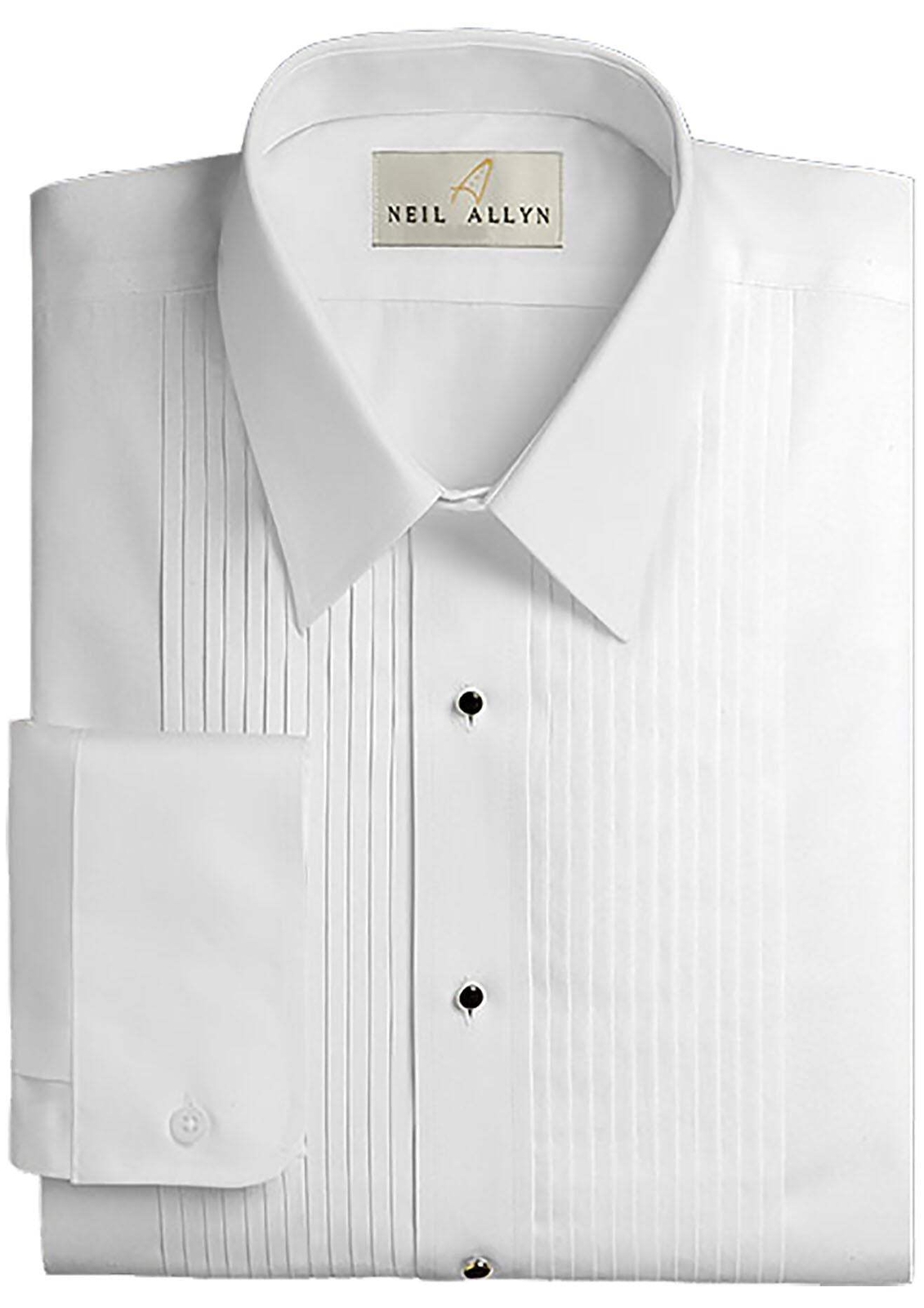 (New Without Tags) Neil Allyn Regular Fit Laydown Collar 1/4″ Pleat Tuxedo Shirt