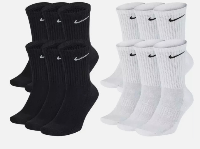 Nike Everyday PLUS Cushioned Training Socks 1, 2, 3, OR 6 PAIRS WHITE OR BLACK