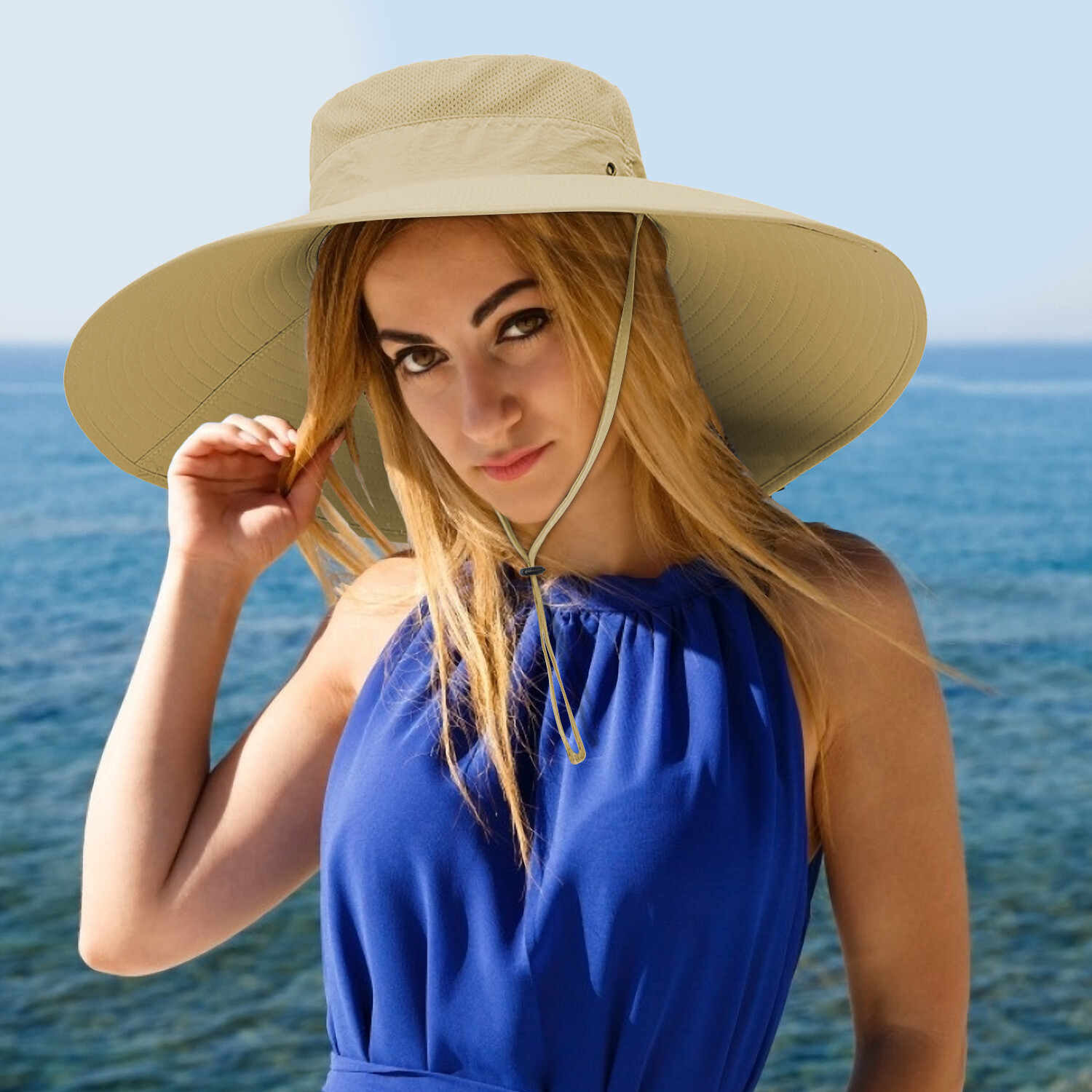 Wide Brim Sun Hat Breathable Bucket Cap Summer Fishing UV Protection Men Women