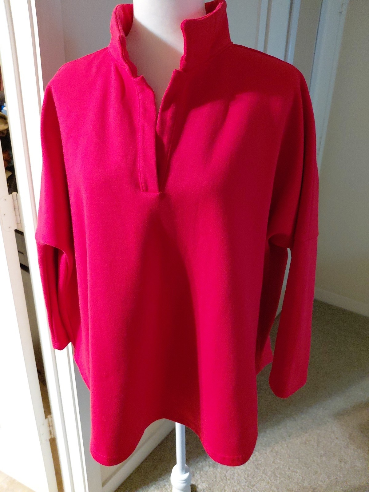 Pomander Tunic Size L Red Stand Collar Good Condition Returns Accepted