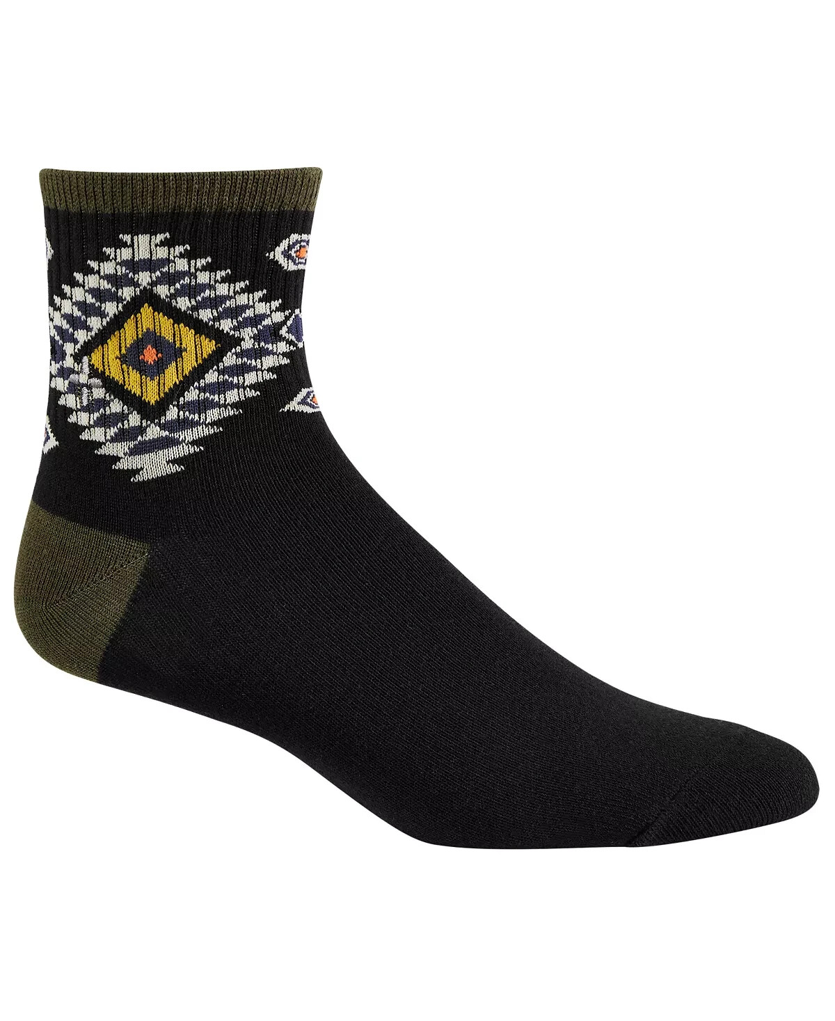 Sun + Stone Men’s 1-Pair Half Calf Quarter Socks, Black Diamond, Shoe Size 7-12