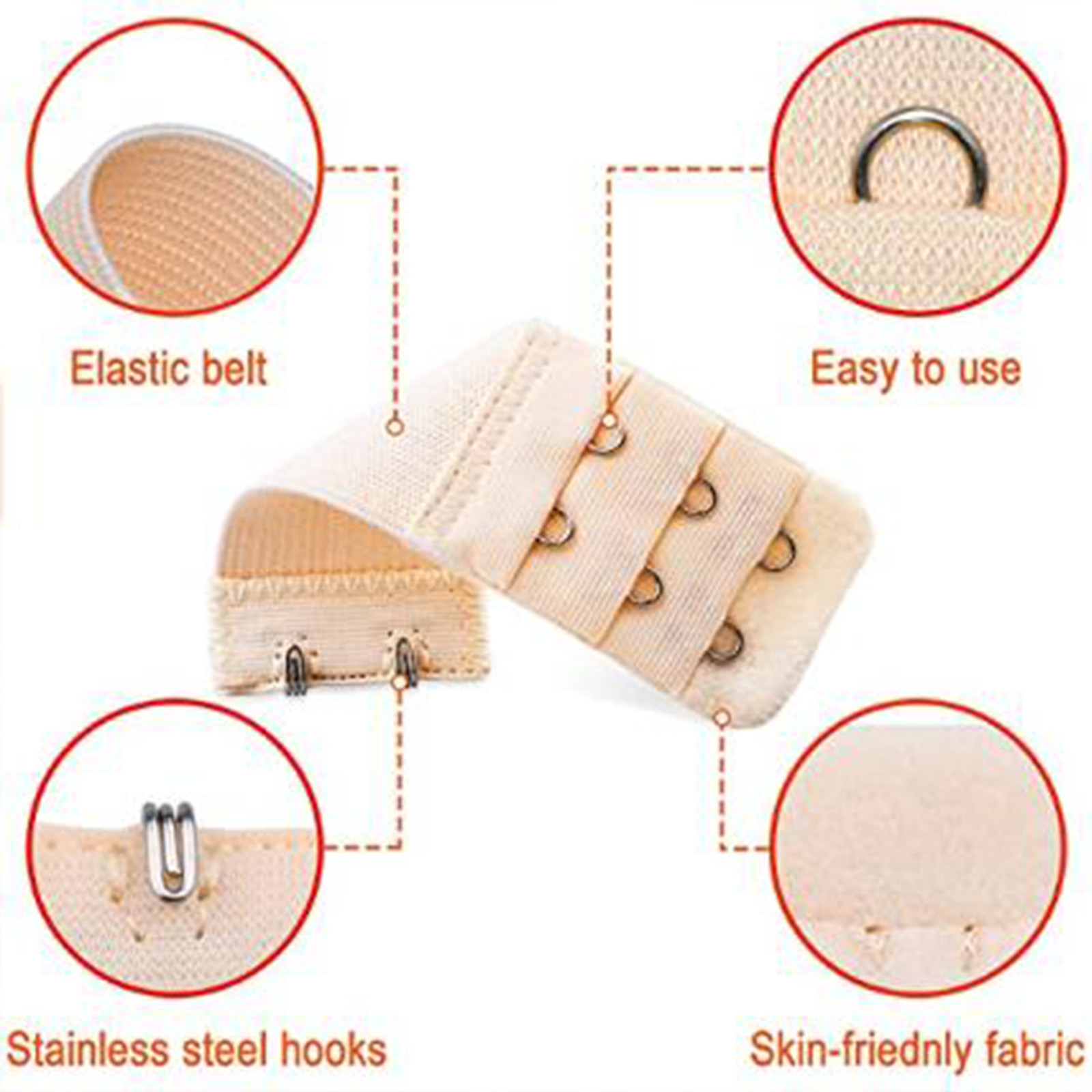 4Pcs Adjustable Bra Extender Back Clip Hook Elastic Underwear Strap Extension US