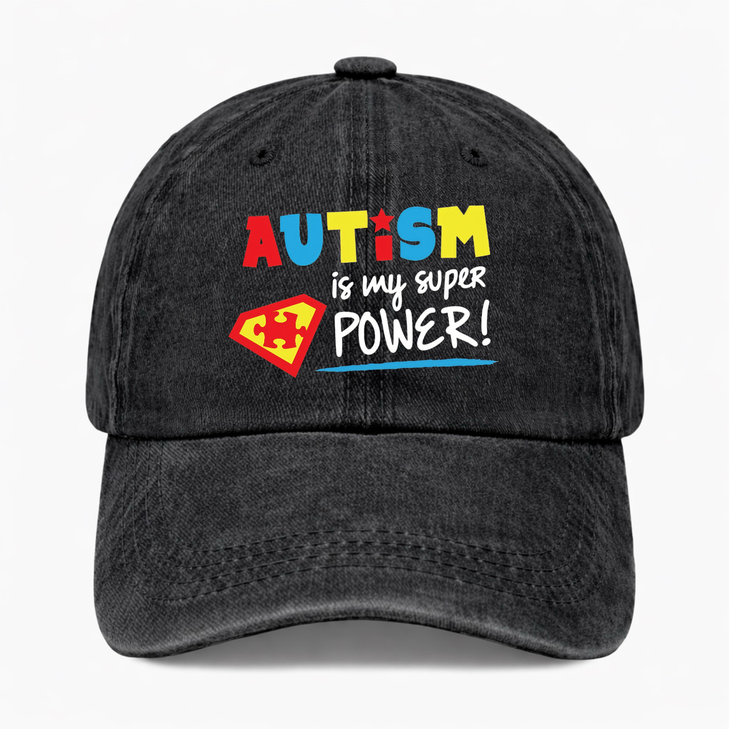 AUTISM Awareness Support Hat Puzzle Piece Washed Cap Colorful Dad Cap Gift Idea