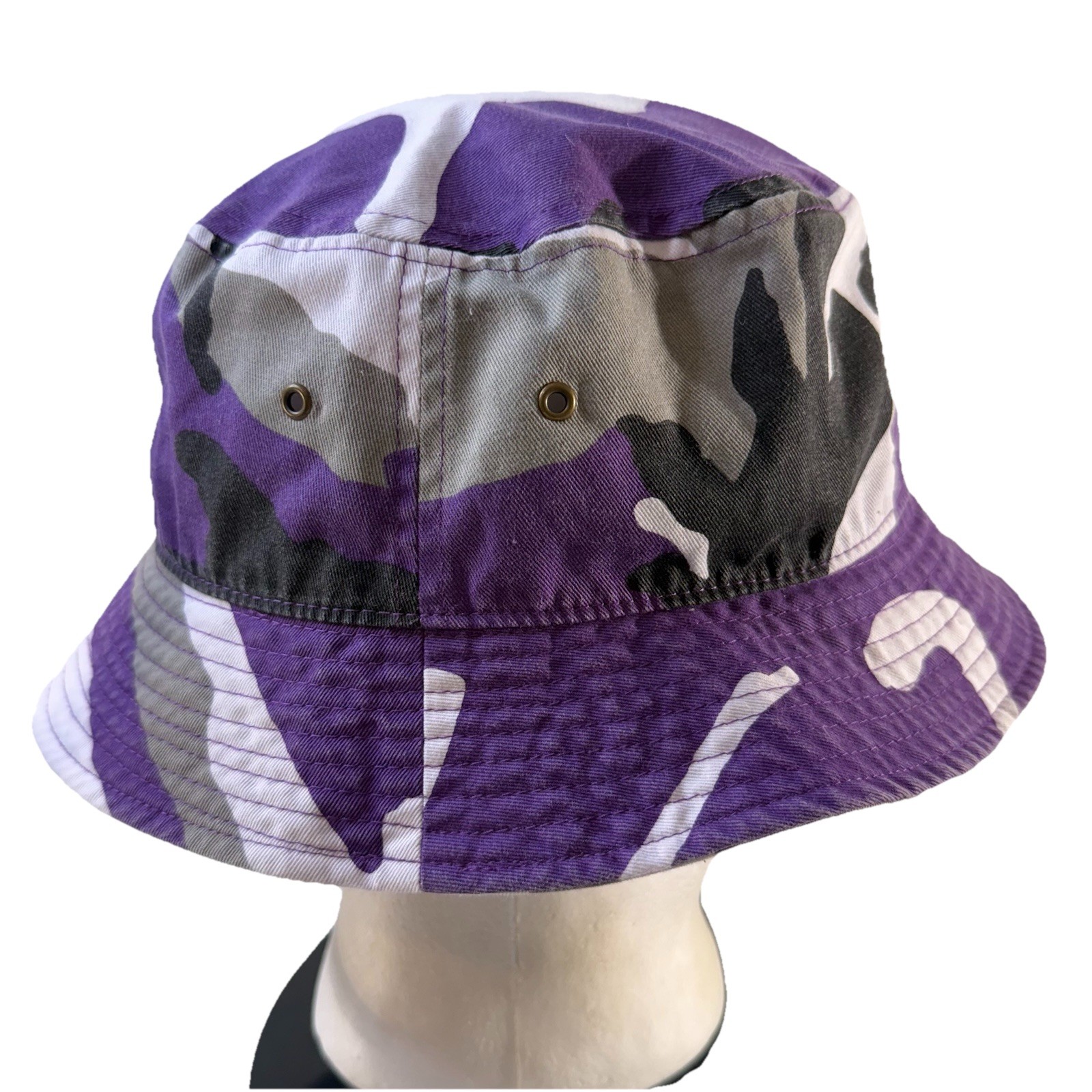 Newhattan Bucket Hat Camo Purple Black White Gray Unisex L/XL Cotton/Polyester