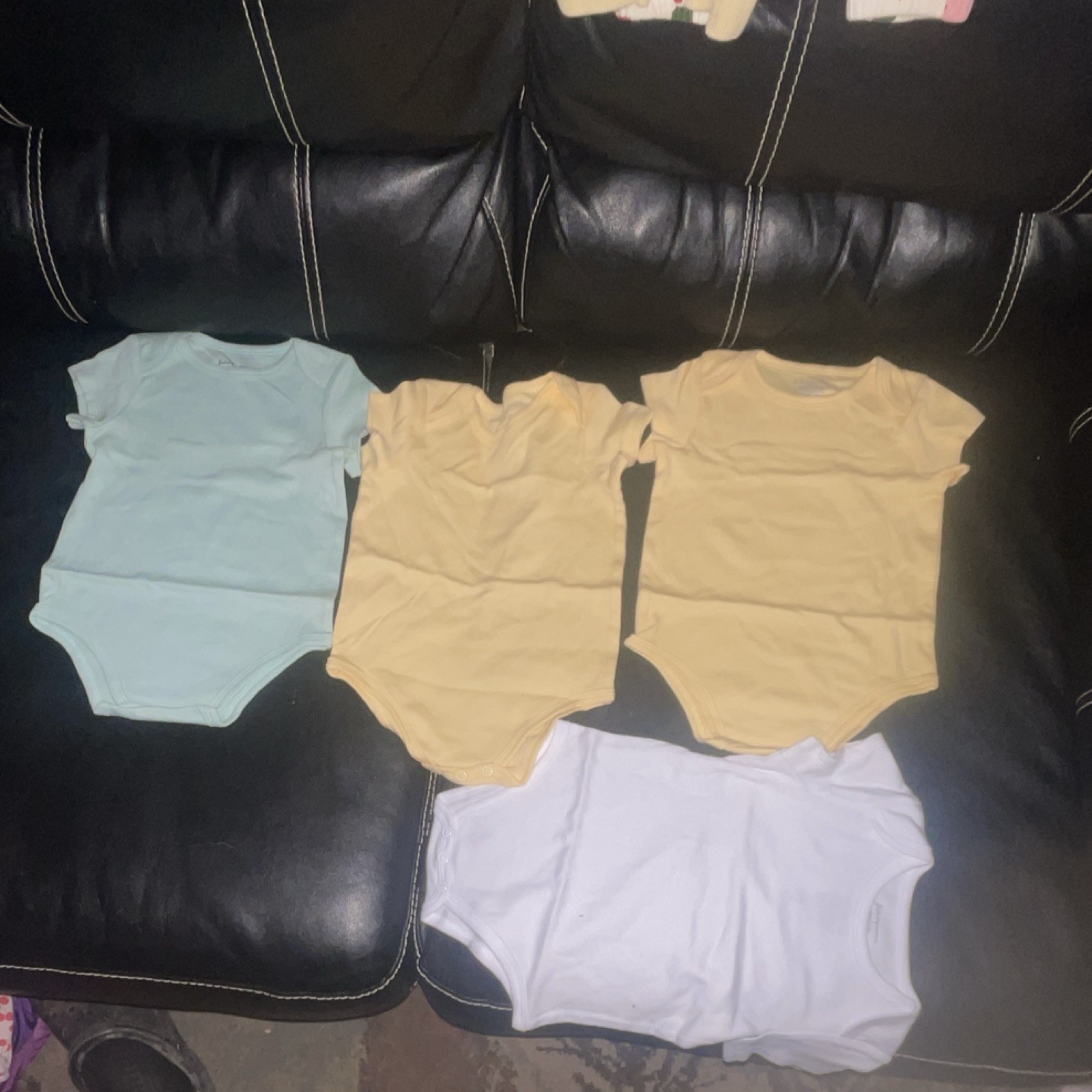 First Impressions 12 Months 4-Pack Solid 100% Cotton Short Sleeve Bodysuits