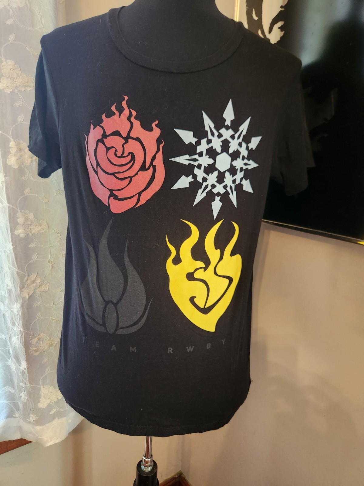 RWBY Team RWBY Emblem Black Short Sleeve T Shirt Size Large