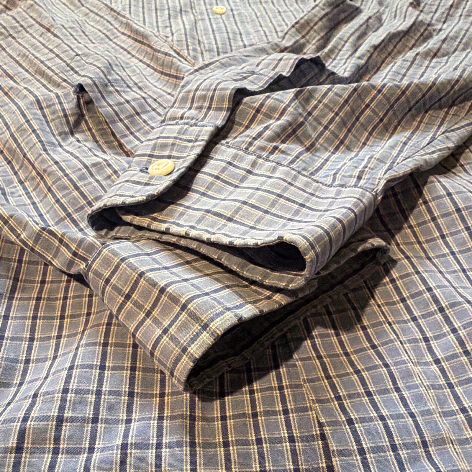 VTG 90’s Ralph Lauren Blake Men’s L Blue Plaid Cotton Long Sleeve Button-Up