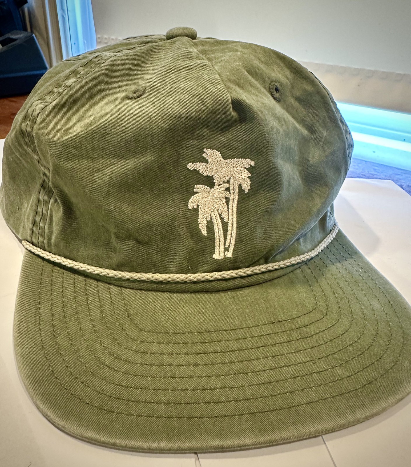 2 Katin Palm Tree Olive Green Surf Rope Hats Adjustable – Hat Cap Distressed