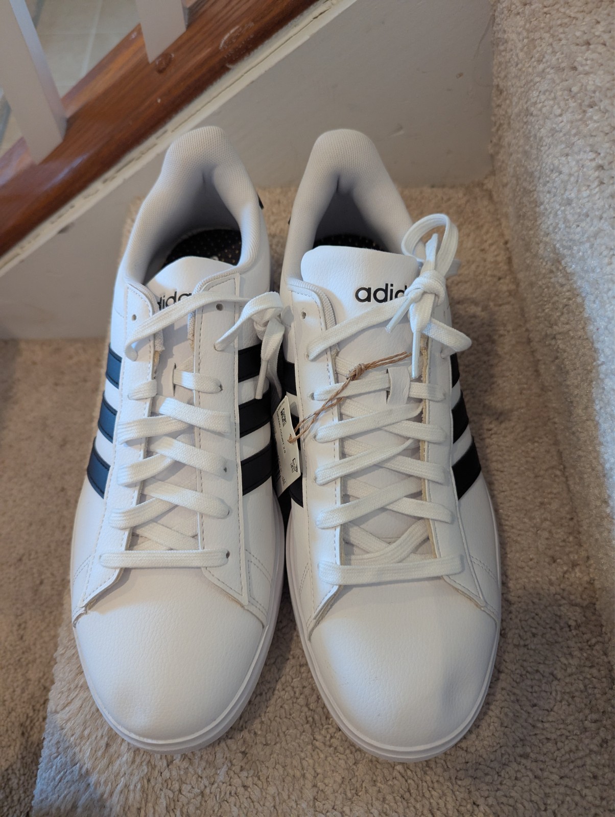 New Adidas Men’s Size 11.5 Grand Court 2.0 White & Black Tennis Shoes GW9195
