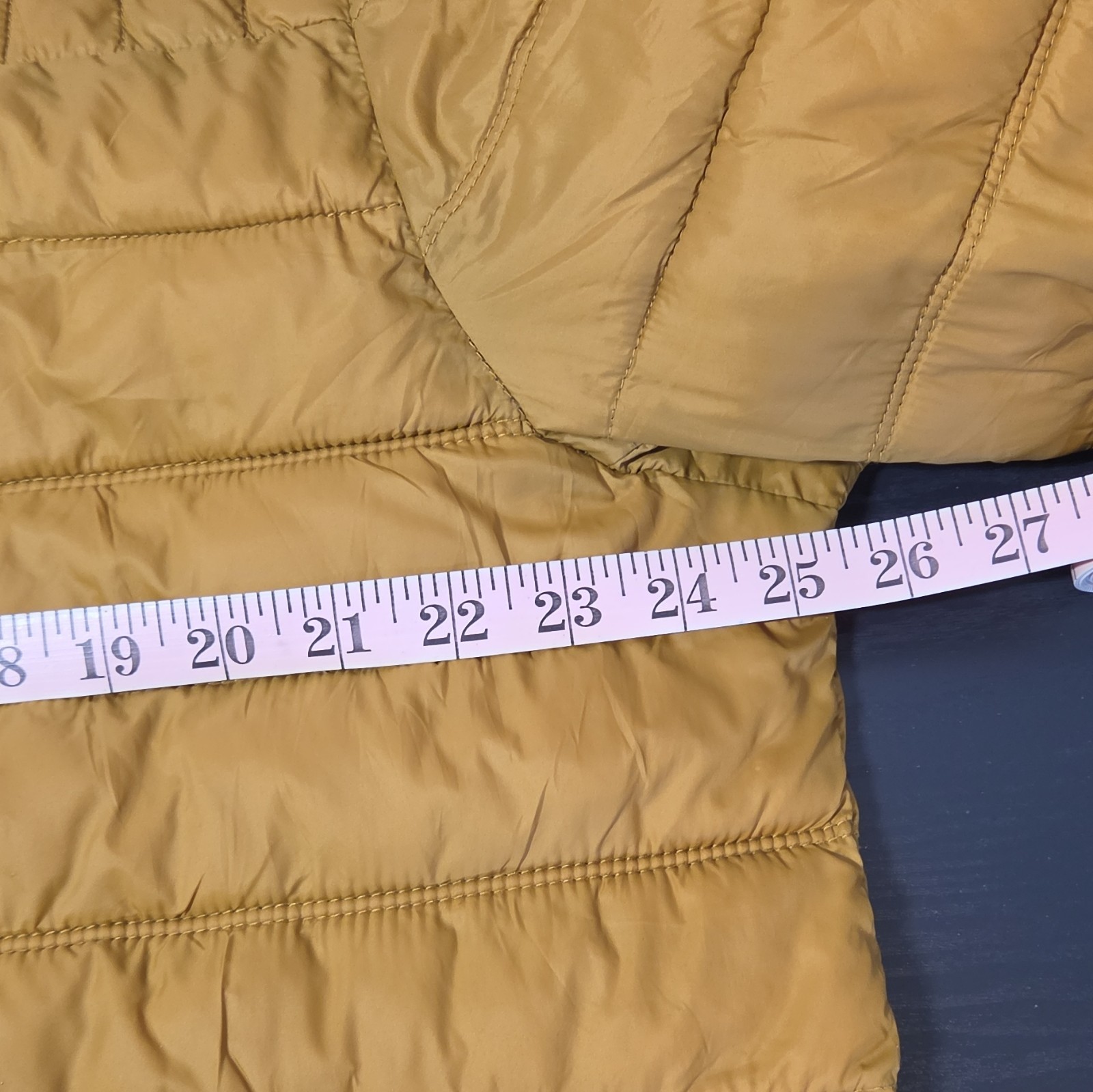 DKNY Men’s Gold Packable Insulated Puffer Jacket Zip Stand-Up Collar L #0046
