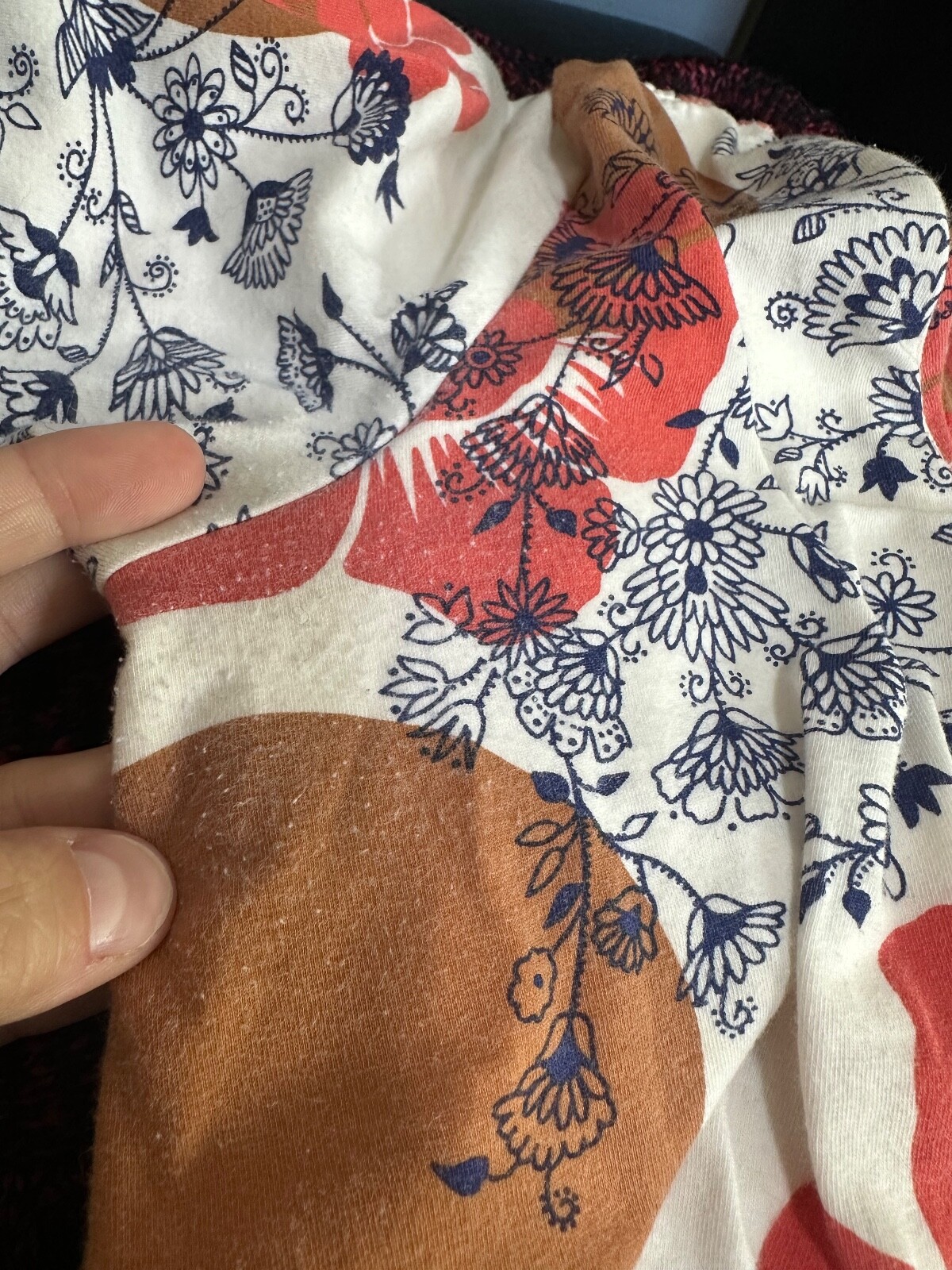 Cabi Square Neck Floral Ruched 3/4 Sleeve Blouse Sz Medium