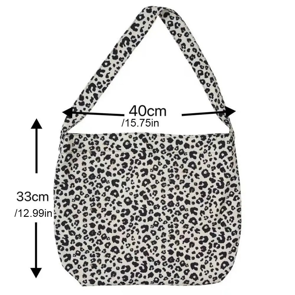 Printed Leopard Print Handbag Large Capacity Tote Bag Canvas Crossbody Bag Korea