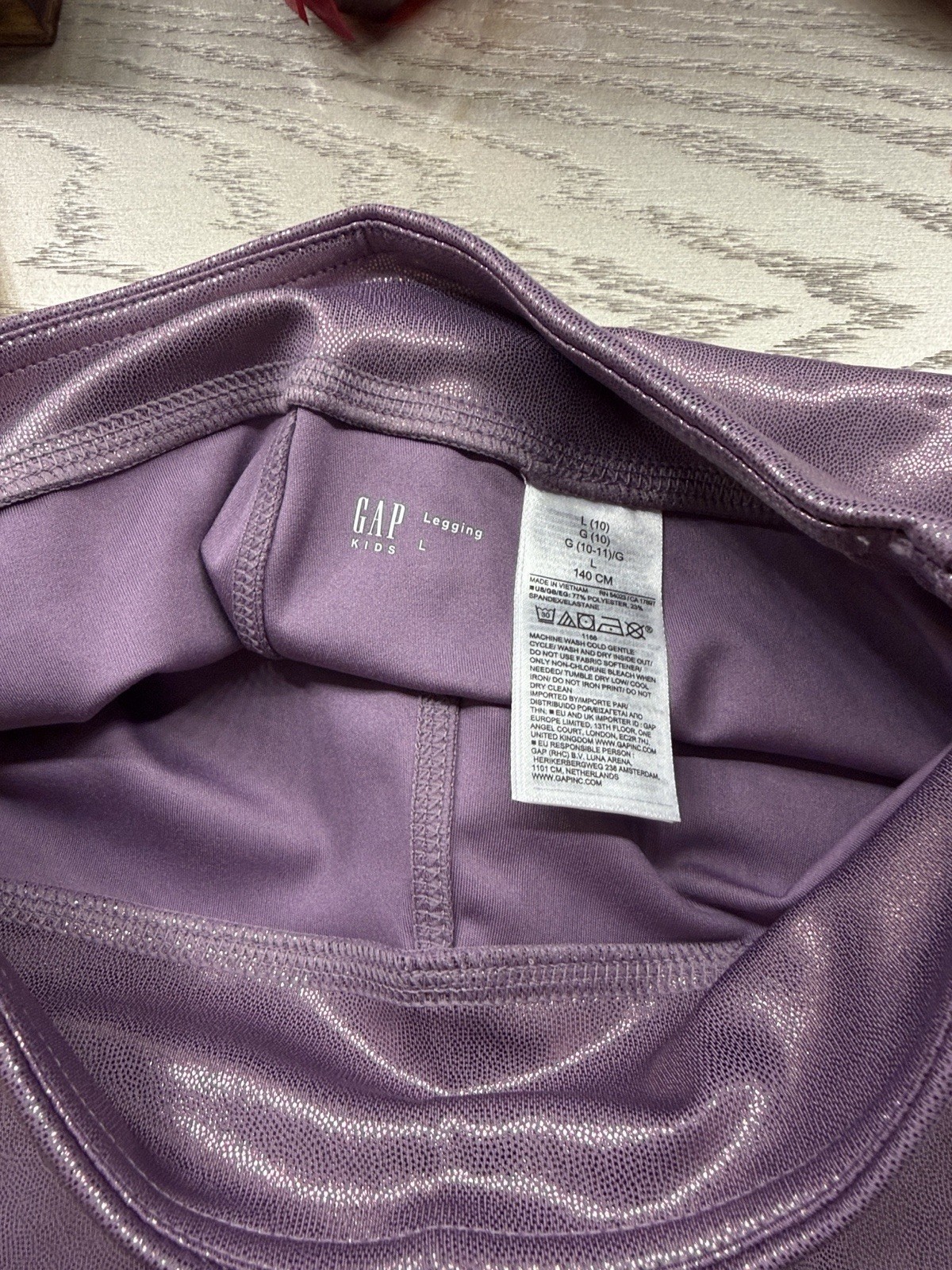 GAP Kids Shiny Purple Solid Stretch Ankle Leggings Teens Size L (10)