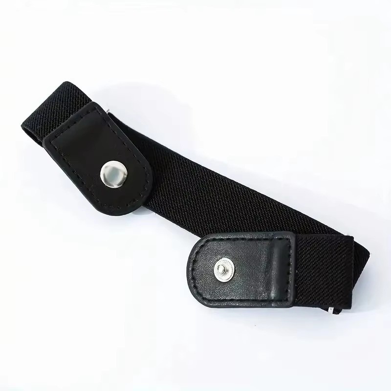 2 Pack No Buckle Elastic Belt Invisible Loop Belt for Jeans Pants*